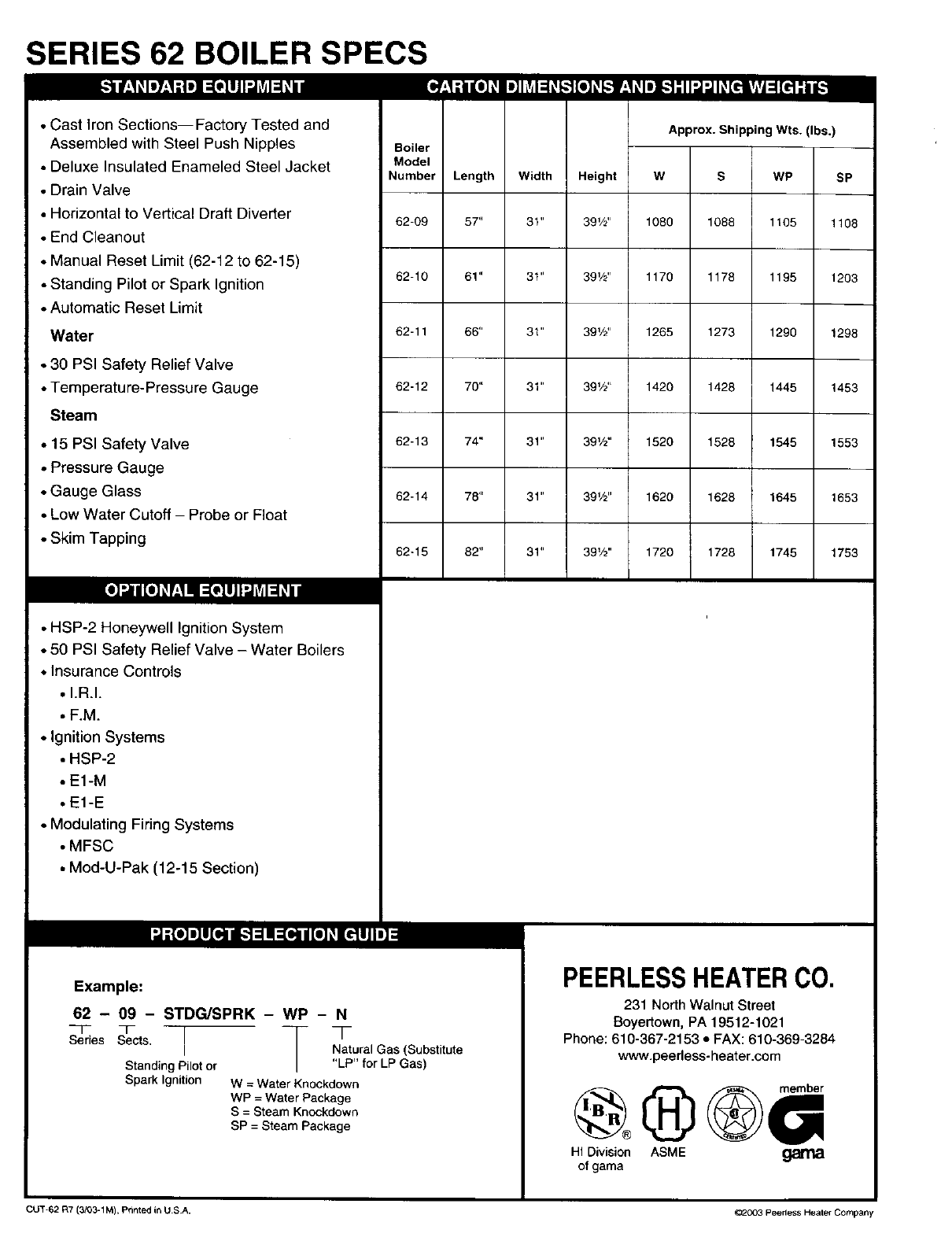 PEERLESS Boiler Manual L0308192