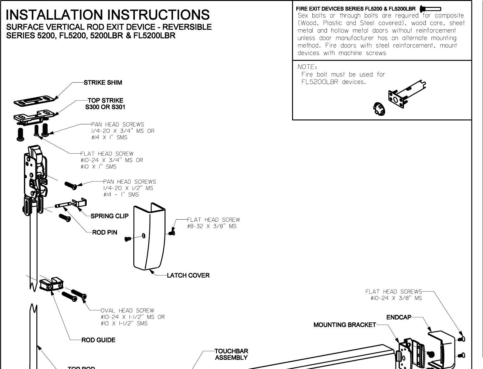 Page 1 of 8 - PHI D00001192.ps 5200 Rim Device Installation Instructions 00857-11-000