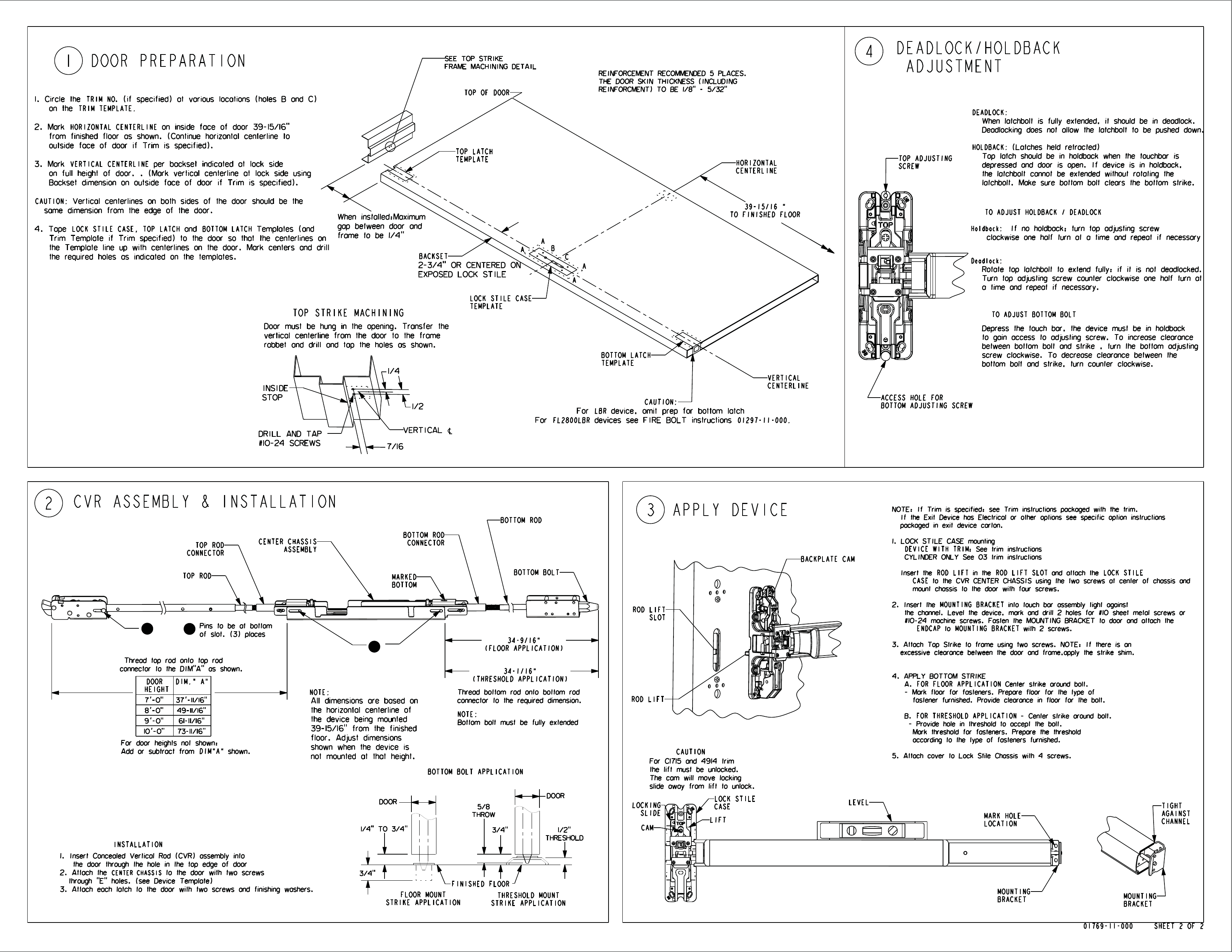 Page 2 of 2 - PHI 101769-11 2800 Exit Device Installation Instructions 01769-11-2800Installation