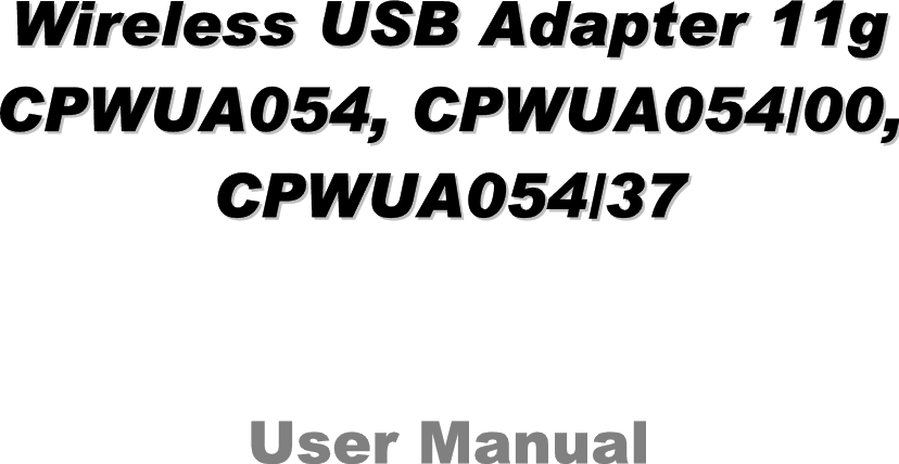 WWiirreelleessss  UUSSBB  AAddaapptteerr  1111gg  CCPPWWUUAA005544,,  CCPPWWUUAA005544//0000,,  CCPPWWUUAA005544//3377  User Manual 