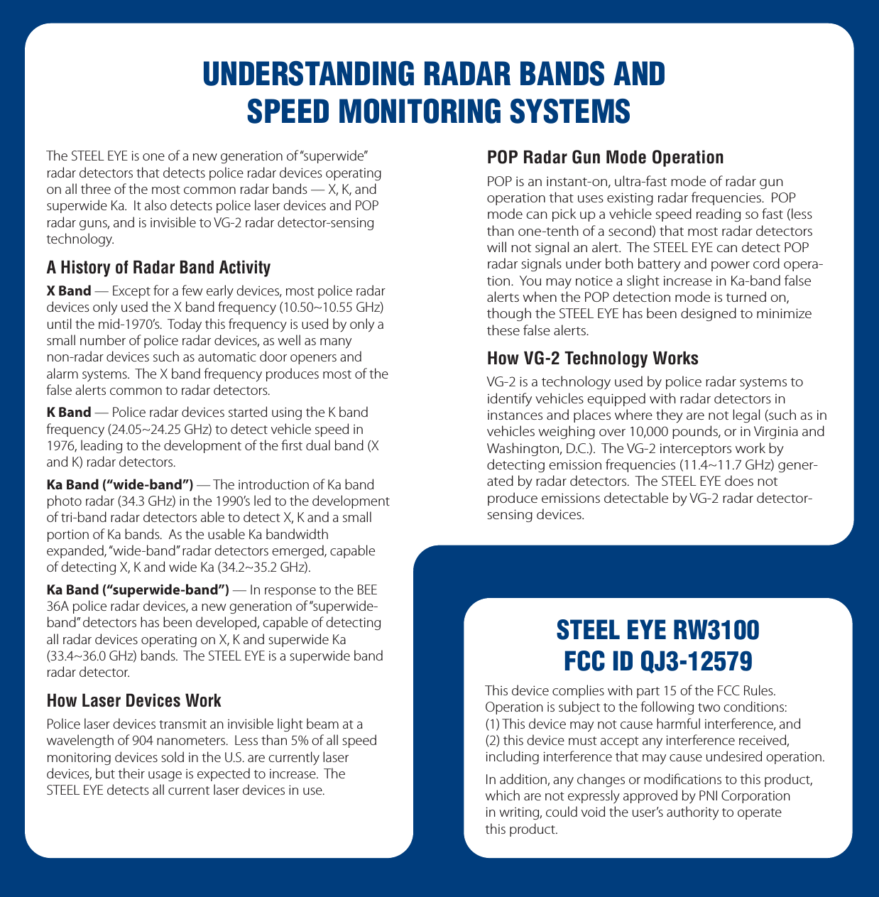 5IF45&amp;&amp;-&amp;:&amp;JTPOFPGBOFXHFOFSBUJPOPGiTVQFSXJEFwSBEBSEFUFDUPSTUIBUEFUFDUTQPMJDFSBEBSEFWJDFTPQFSBUJOHPOBMMUISFFPGUIFNPTUDPNNPOSBEBSCBOET9,BOETVQFSXJEF,B*UBMTPEFUFDUTQPMJDFMBTFSEFWJDFTBOE101SBEBSHVOTBOEJTJOWJTJCMFUP7(SBEBSEFUFDUPSTFOTJOHUFDIOPMPHZ!(ISTORYOF2ADAR"AND!CTIVITY9#BOE&amp;YDFQUGPSBGFXFBSMZEFWJDFTNPTUQPMJDFSBEBSEFWJDFTPOMZVTFEUIF9CBOEGSFRVFODZ_()[VOUJMUIFNJET5PEBZUIJTGSFRVFODZJTVTFECZPOMZBTNBMMOVNCFSPGQPMJDFSBEBSEFWJDFTBTXFMMBTNBOZOPOSBEBSEFWJDFTTVDIBTBVUPNBUJDEPPSPQFOFSTBOEBMBSNTZTUFNT5IF9CBOEGSFRVFODZQSPEVDFTNPTUPGUIFGBMTFBMFSUTDPNNPOUPSBEBSEFUFDUPST,#BOE1PMJDFSBEBSEFWJDFTTUBSUFEVTJOHUIF,CBOEGSFRVFODZ_()[UPEFUFDUWFIJDMFTQFFEJOMFBEJOHUPUIFEFWFMPQNFOUPGUIFmSTUEVBMCBOE9BOE,SBEBSEFUFDUPST,B#BOEiXJEFCBOEw5IFJOUSPEVDUJPOPG,BCBOEQIPUPSBEBS()[JOUIFTMFEUPUIFEFWFMPQNFOUPGUSJCBOESBEBSEFUFDUPSTBCMFUPEFUFDU9,BOEBTNBMMQPSUJPOPG,BCBOET"TUIFVTBCMF,BCBOEXJEUIFYQBOEFEiXJEFCBOEwSBEBSEFUFDUPSTFNFSHFEDBQBCMFPGEFUFDUJOH9,BOEXJEF,B_()[,B#BOEiTVQFSXJEFCBOEw*OSFTQPOTFUPUIF#&amp;&amp;"QPMJDFSBEBSEFWJDFTBOFXHFOFSBUJPOPGiTVQFSXJEFCBOEwEFUFDUPSTIBTCFFOEFWFMPQFEDBQBCMFPGEFUFDUJOHBMMSBEBSEFWJDFTPQFSBUJOHPO9,BOETVQFSXJEF,B_()[CBOET5IF45&amp;&amp;-&amp;:&amp;JTBTVQFSXJEFCBOESBEBSEFUFDUPS(OW,ASER$EVICES7ORK1PMJDFMBTFSEFWJDFTUSBOTNJUBOJOWJTJCMFMJHIUCFBNBUBXBWFMFOHUIPGOBOPNFUFST-FTTUIBOPGBMMTQFFENPOJUPSJOHEFWJDFTTPMEJOUIF64BSFDVSSFOUMZMBTFSEFWJDFTCVUUIFJSVTBHFJTFYQFDUFEUPJODSFBTF5IF45&amp;&amp;-&amp;:&amp;EFUFDUTBMMDVSSFOUMBTFSEFWJDFTJOVTF0/02ADAR'UN-ODE/PERATION101JTBOJOTUBOUPOVMUSBGBTUNPEFPGSBEBSHVOPQFSBUJPOUIBUVTFTFYJTUJOHSBEBSGSFRVFODJFT101NPEFDBOQJDLVQBWFIJDMFTQFFESFBEJOHTPGBTUMFTTUIBOPOFUFOUIPGBTFDPOEUIBUNPTUSBEBSEFUFDUPSTXJMMOPUTJHOBMBOBMFSU5IF45&amp;&amp;-&amp;:&amp;DBOEFUFDU101SBEBSTJHOBMTVOEFSCPUICBUUFSZBOEQPXFSDPSEPQFSBUJPO:PVNBZOPUJDFBTMJHIUJODSFBTFJO,BCBOEGBMTFBMFSUTXIFOUIF101EFUFDUJPONPEFJTUVSOFEPOUIPVHIUIF45&amp;&amp;-&amp;:&amp;IBTCFFOEFTJHOFEUPNJOJNJ[FUIFTFGBMTFBMFSUT(OW6'4ECHNOLOGY7ORKS7(JTBUFDIOPMPHZVTFECZQPMJDFSBEBSTZTUFNTUPJEFOUJGZWFIJDMFTFRVJQQFEXJUISBEBSEFUFDUPSTJOJOTUBODFTBOEQMBDFTXIFSFUIFZBSFOPUMFHBMTVDIBTJOWFIJDMFTXFJHIJOHPWFSQPVOETPSJO7JSHJOJBBOE8BTIJOHUPO%$5IF7(JOUFSDFQUPSTXPSLCZEFUFDUJOHFNJTTJPOGSFRVFODJFT_()[HFOFSBUFECZSBEBSEFUFDUPST5IF45&amp;&amp;-&amp;:&amp;EPFTOPUQSPEVDFFNJTTJPOTEFUFDUBCMFCZ7(SBEBSEFUFDUPSTFOTJOHEFWJDFT5.$%234!.$).'2!$!2"!.$3!.$30%%$-/.)4/2).'3934%-334%%,%9%27&amp;##)$1*5IJTEFWJDFDPNQMJFTXJUIQBSUPGUIF'$$3VMFT0QFSBUJPOJTTVCKFDUUPUIFGPMMPXJOHUXPDPOEJUJPOT5IJTEFWJDFNBZOPUDBVTFIBSNGVMJOUFSGFSFODFBOEUIJTEFWJDFNVTUBDDFQUBOZJOUFSGFSFODFSFDFJWFEJODMVEJOHJOUFSGFSFODFUIBUNBZDBVTFVOEFTJSFEPQFSBUJPO*OBEEJUJPOBOZDIBOHFTPSNPEJmDBUJPOTUPUIJTQSPEVDUXIJDIBSFOPUFYQSFTTMZBQQSPWFECZ1/*$PSQPSBUJPOJOXSJUJOHDPVMEWPJEUIFVTFSTBVUIPSJUZUPPQFSBUFUIJTQSPEVDU