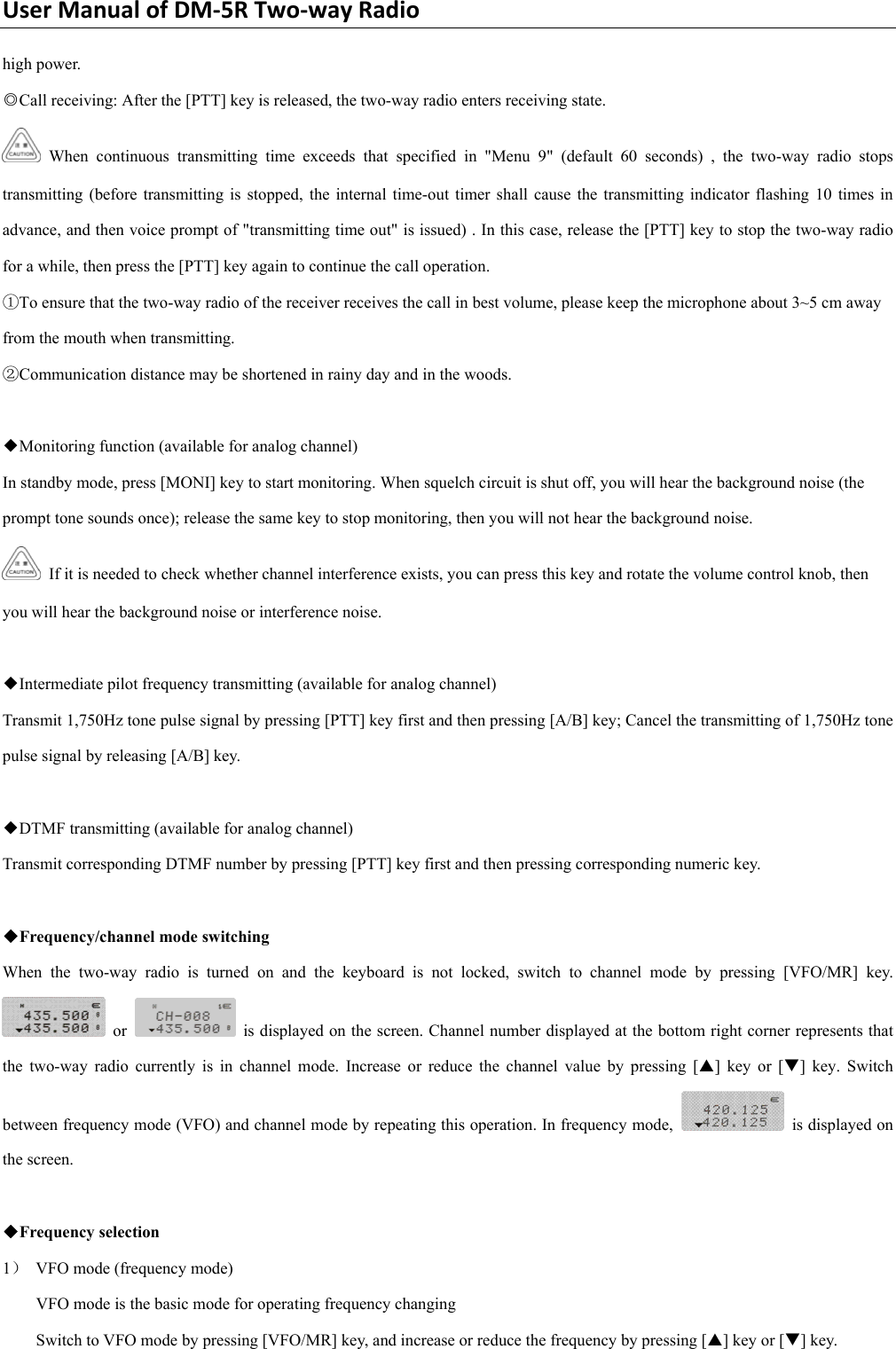 Page 9 of PO FUNG ELECTRONIC DM-5R VHF/UHF Two Way Radio User Manual DM 5R 0806