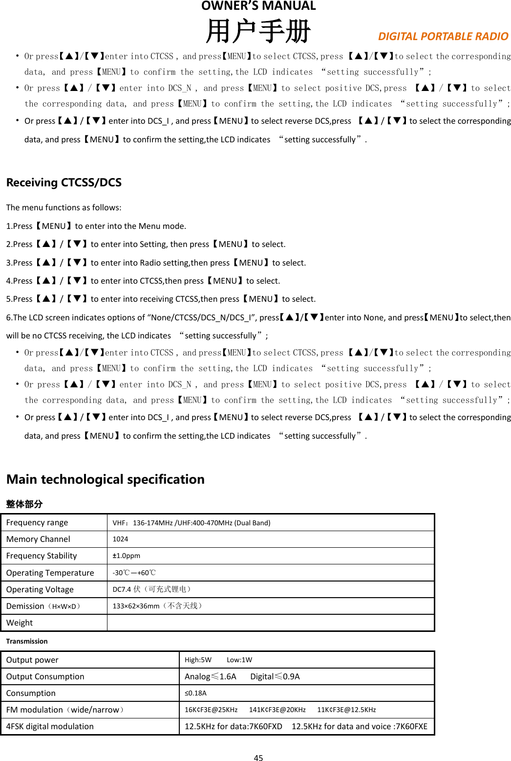 Page 45 of PO FUNG ELECTRONIC DM1702 DMR Digital Radio User Manual PX780                        