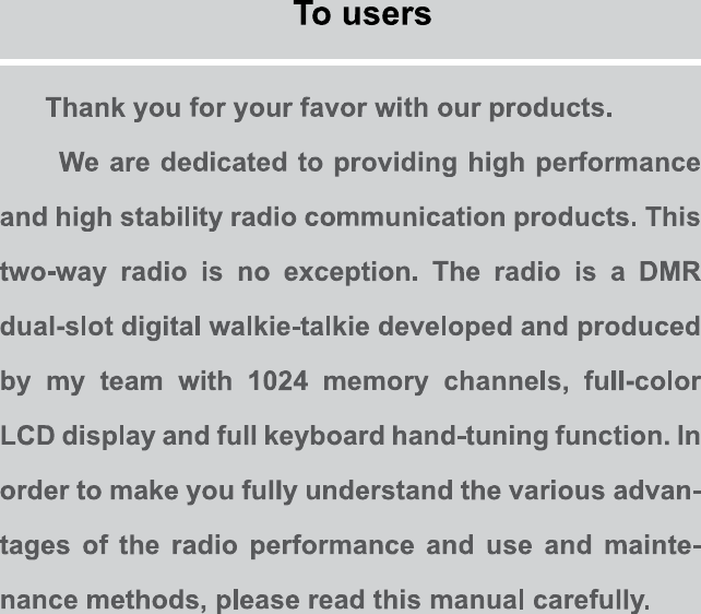 Page 2 of PO FUNG ELECTRONIC DM1703 DMR Digital Radio User Manual 