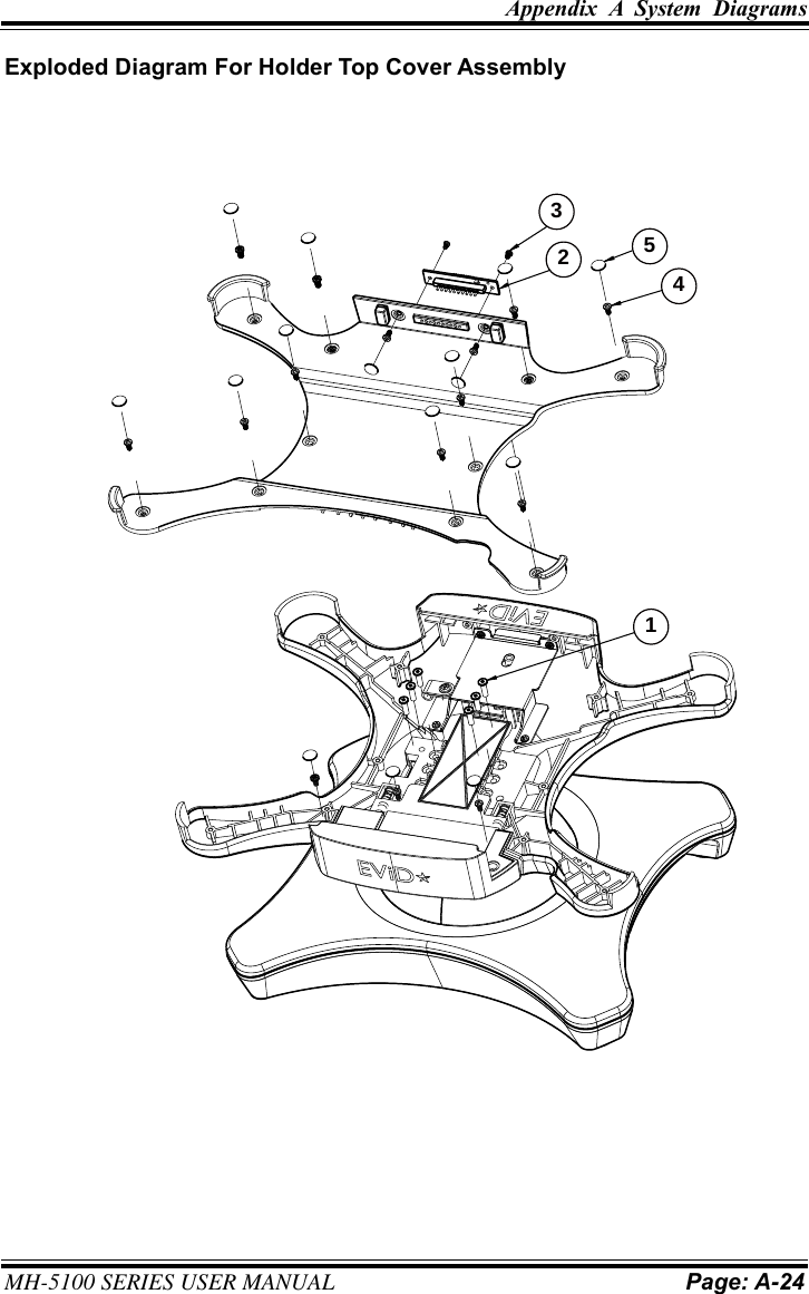 Appendix  A  System  Diagrams     MH-5100 SERIES USER MANUAL Page: A-24  Exploded Diagram For Holder Top Cover Assembly 32541