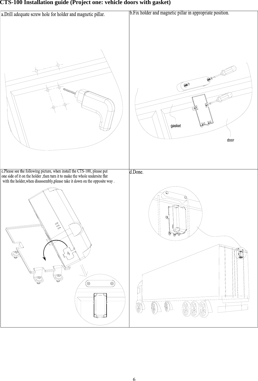  6 CTS-100 Installation guide (Project one: vehicle doors with gasket)      