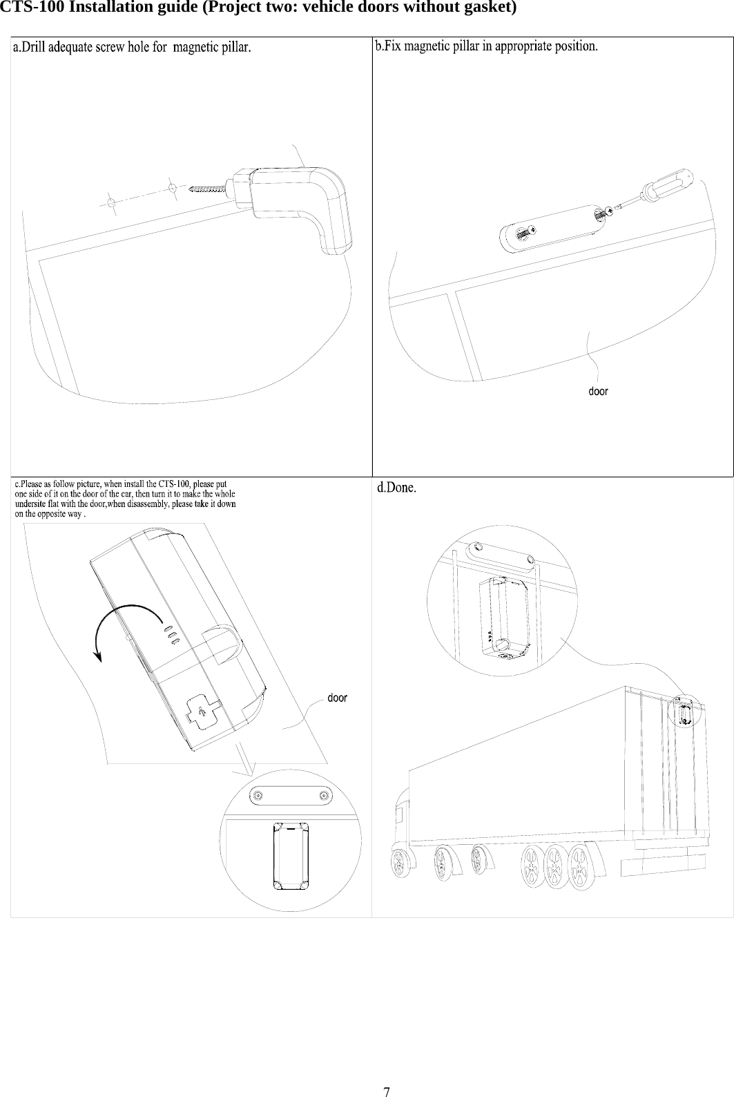  7 CTS-100 Installation guide (Project two: vehicle doors without gasket)      