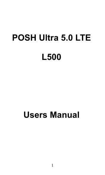 1   POSH Ultra 5.0 LTE   L500   Users Manual 