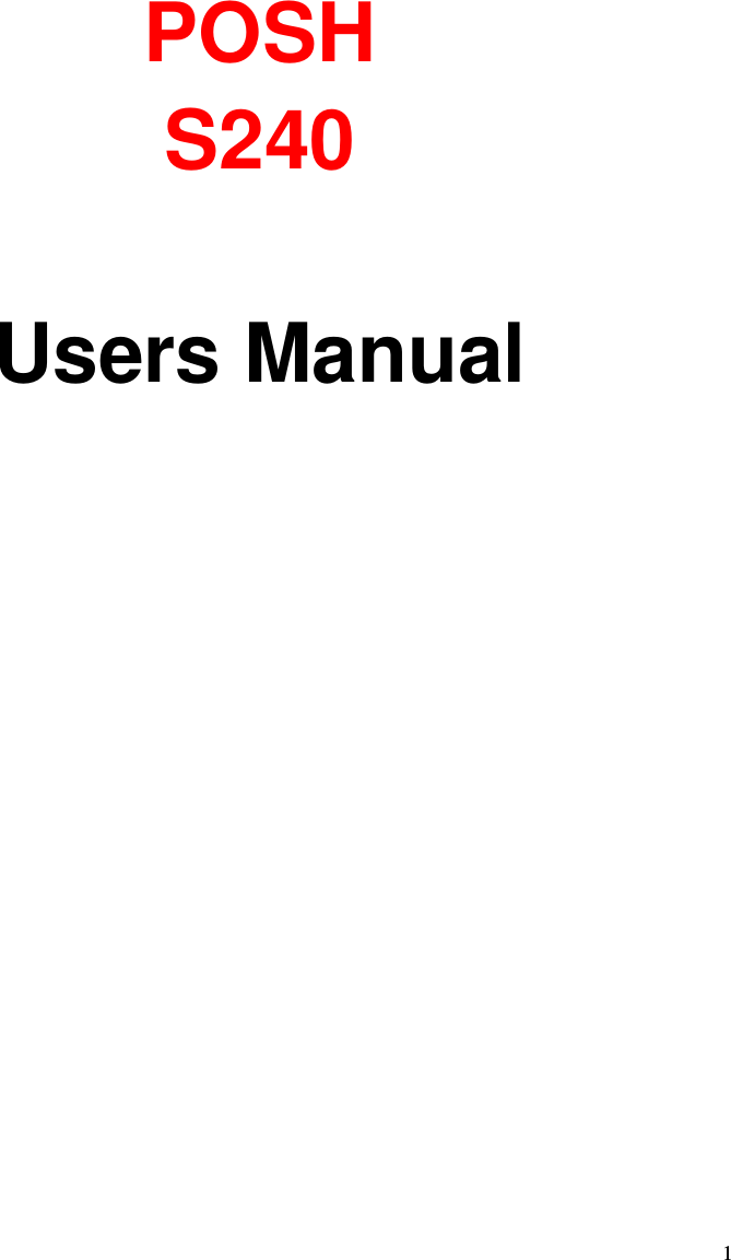   1        POSH  S240  Users Manual 