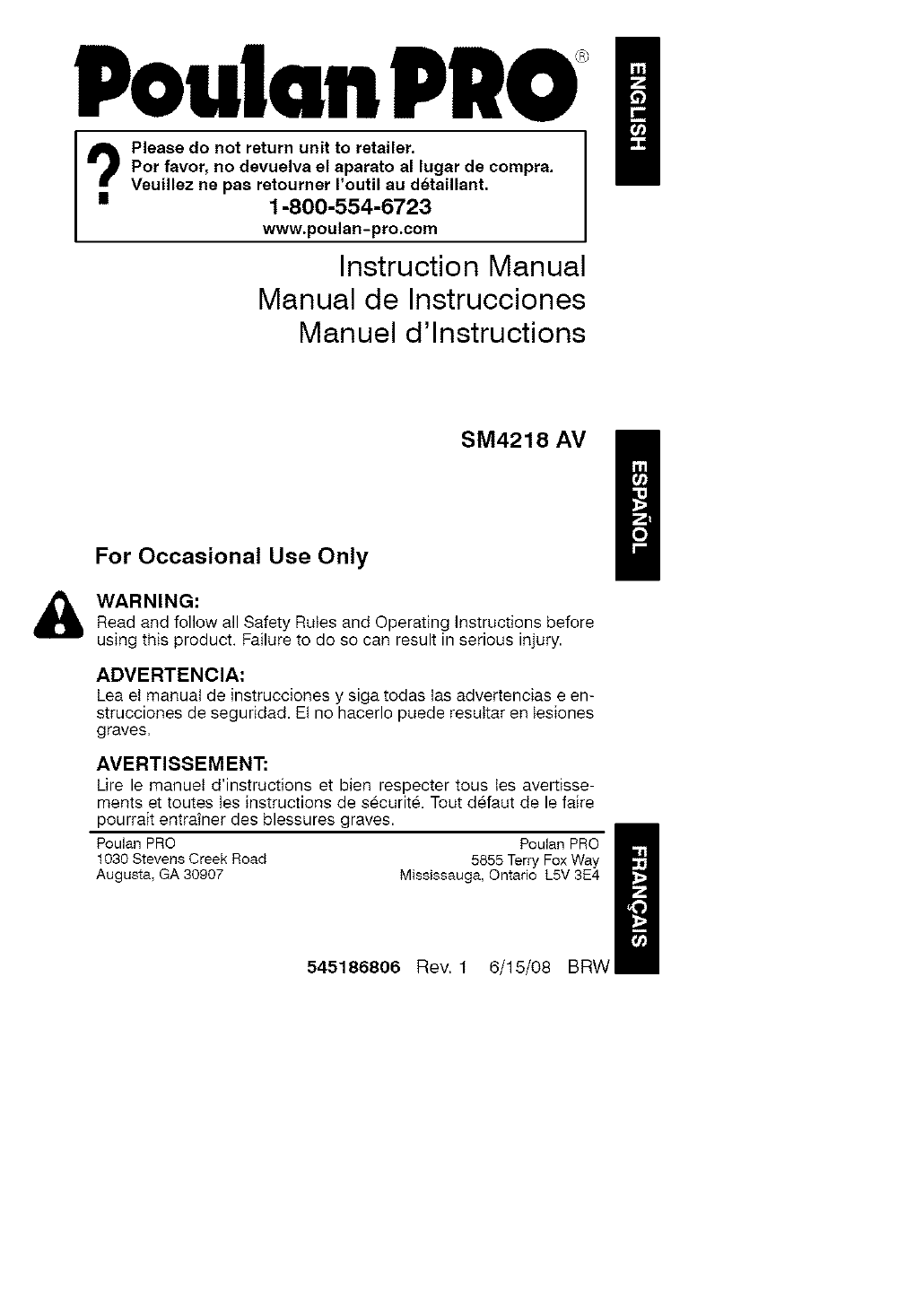 Poulan Chainsaw Gas Manual L0807181