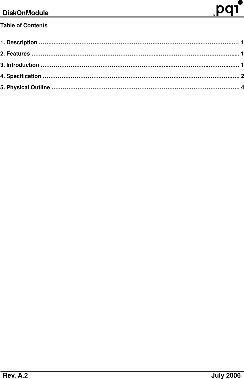 Page 2 of 7 - PQI DiskOnModule - DG0XXXX44XX02P10 A2 User Manual To The 615dbcbc-0a7d-4b03-85c3-75afe5edb42e