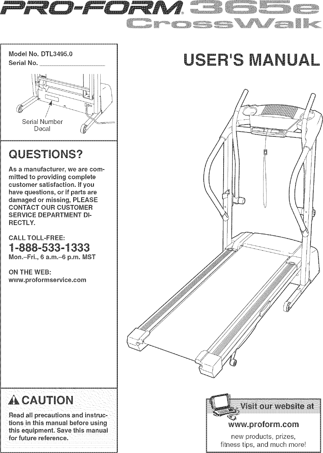 PROFORM Treadmill Manual L0520508