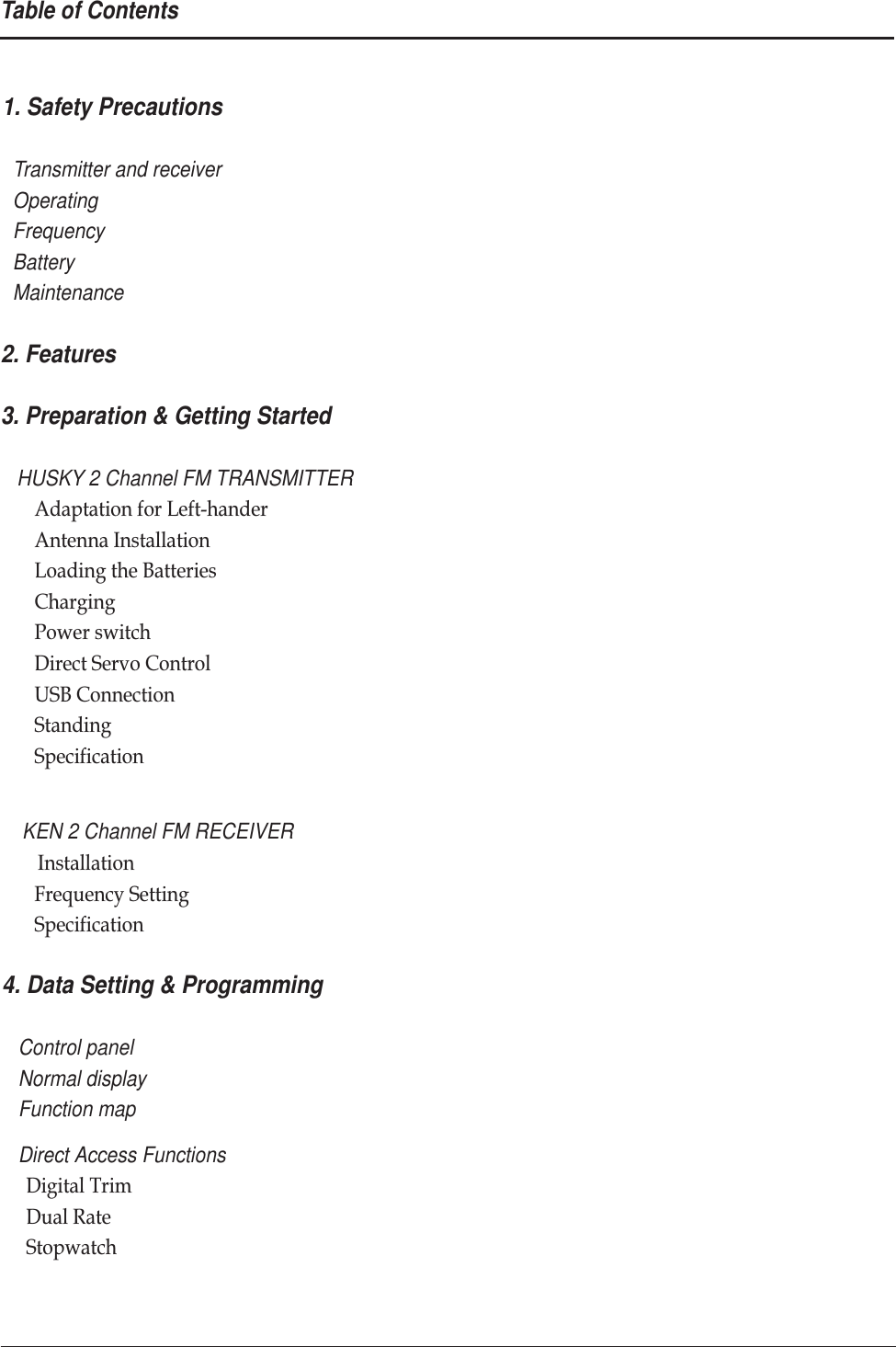 Page 2 of PROTON CONTROL SYSTEMS 04HUSKY75 2 Channel FM Radio Control System User Manual page01 ai
