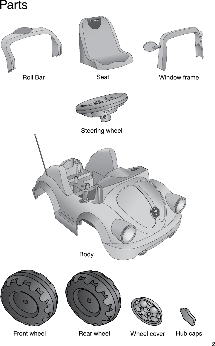 Parts2Front wheel Rear wheel Wheel cover Hub capsSteering wheelRoll Bar Seat Window frameBody