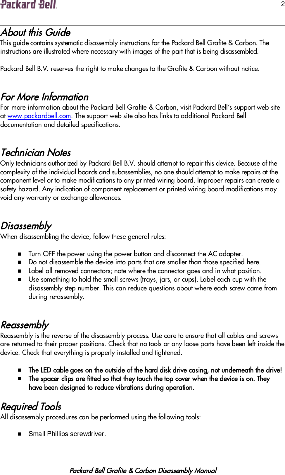 Page 3 of 7 - Packard-Bell Packard-Bell-Grafite-And-Carbon-Cs036A00-Users-Manual- Packard Bell Grafite & Carbon  Packard-bell-grafite-and-carbon-cs036a00-users-manual