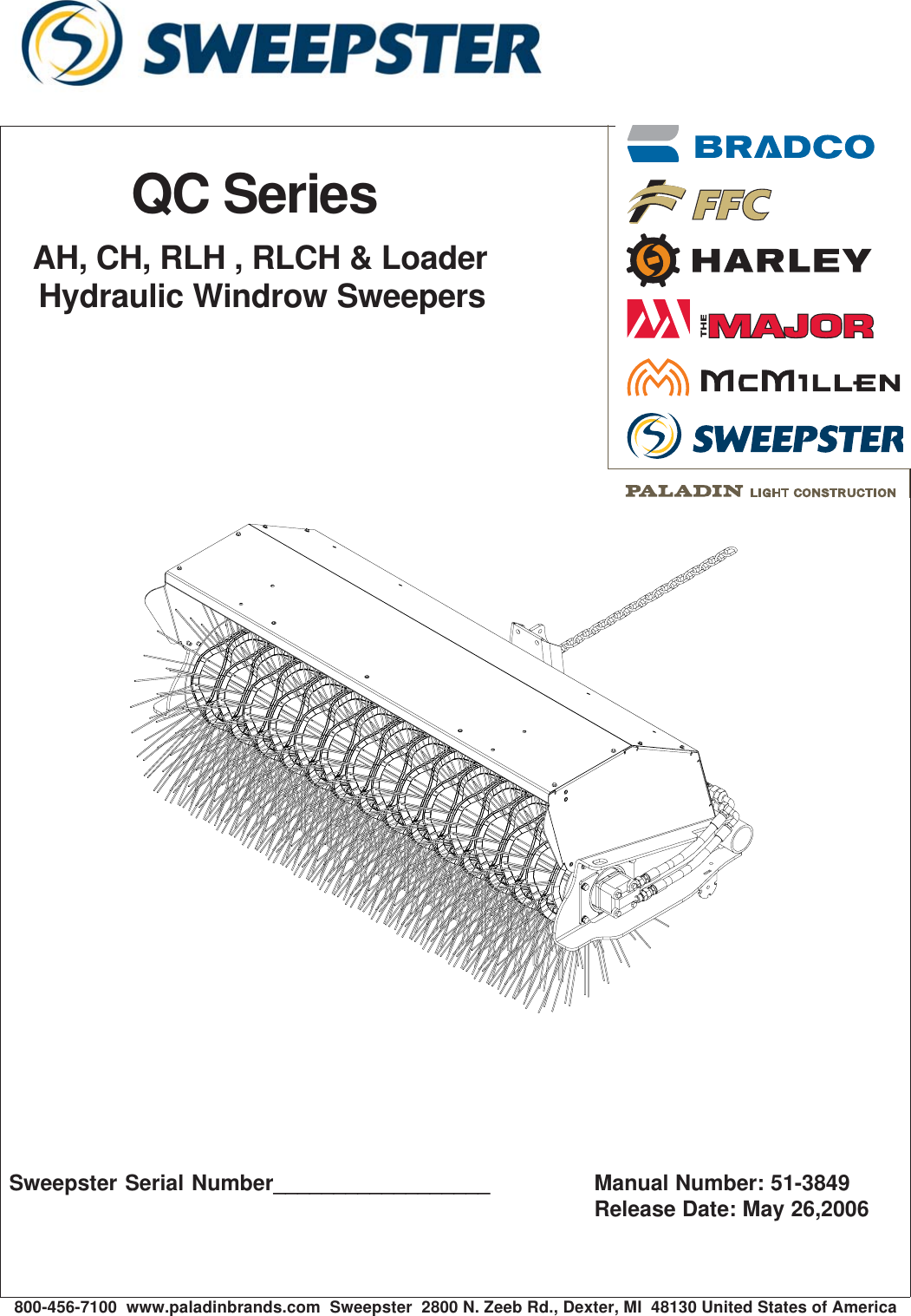 Paladin Tools Hydraulic Windrow Sweepers Ah Users Manual HBC