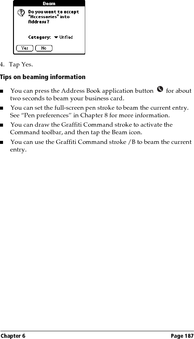 Page 188  Managing Desktop E-Mail and Beaming Information