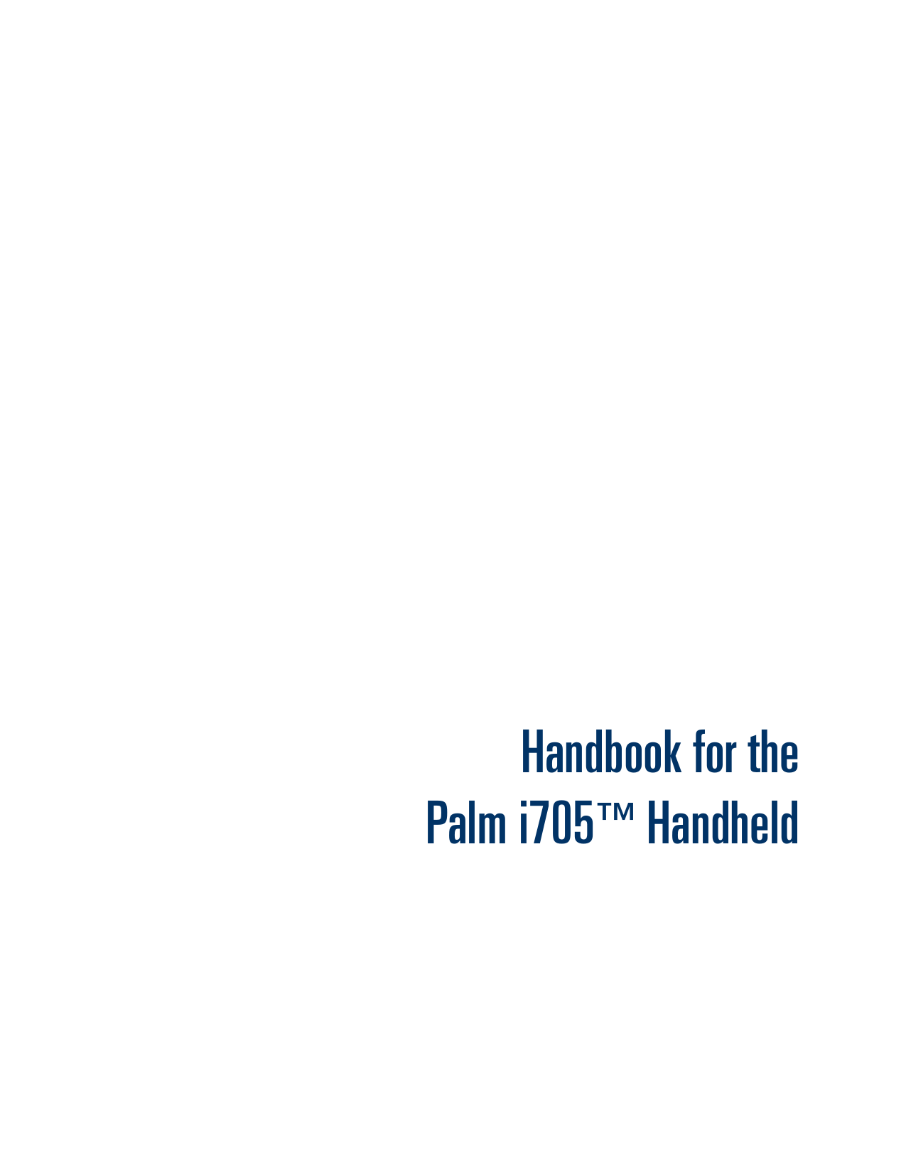 Handbook for thePalm i705™ Handheld
