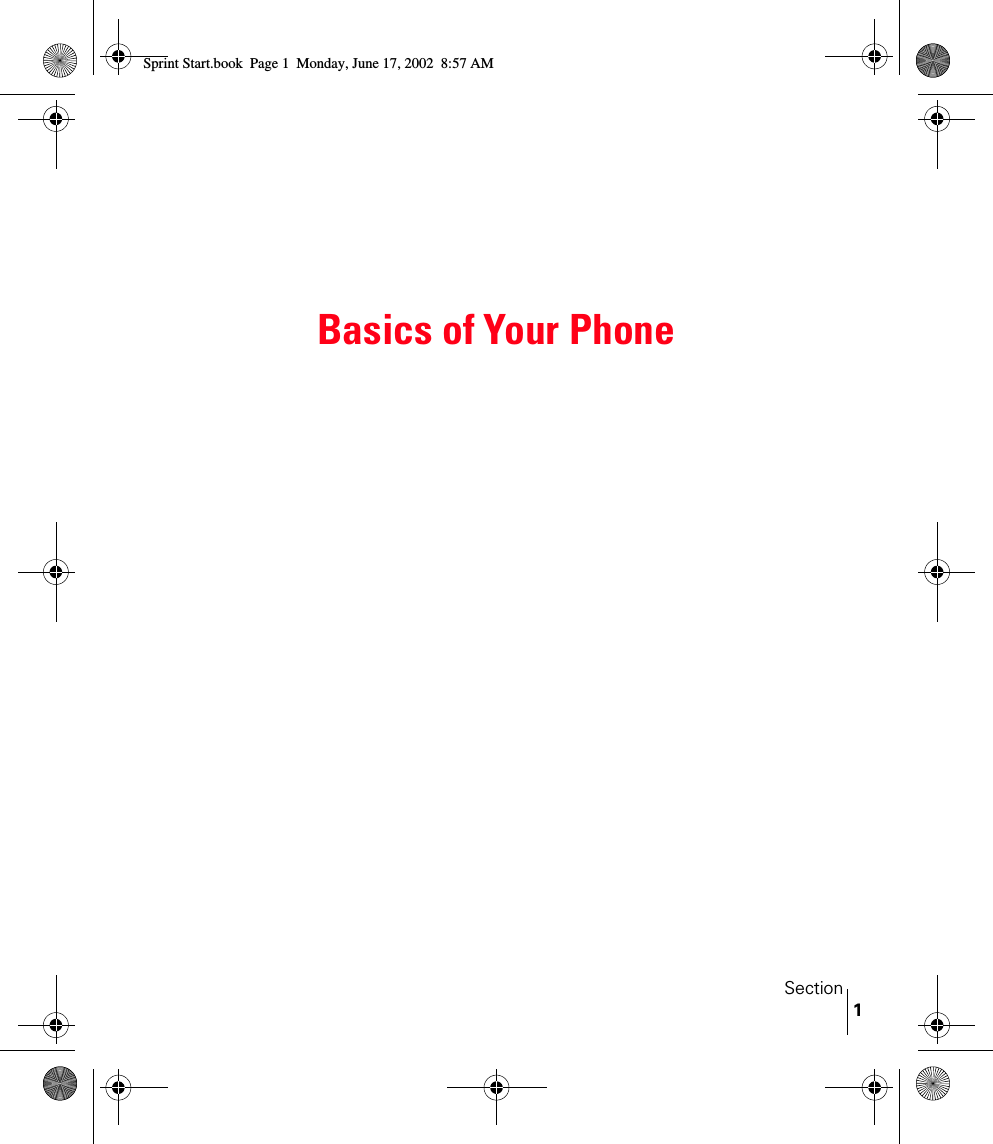 Section1Basics of Your PhoneSprint Start.book  Page 1  Monday, June 17, 2002  8:57 AM