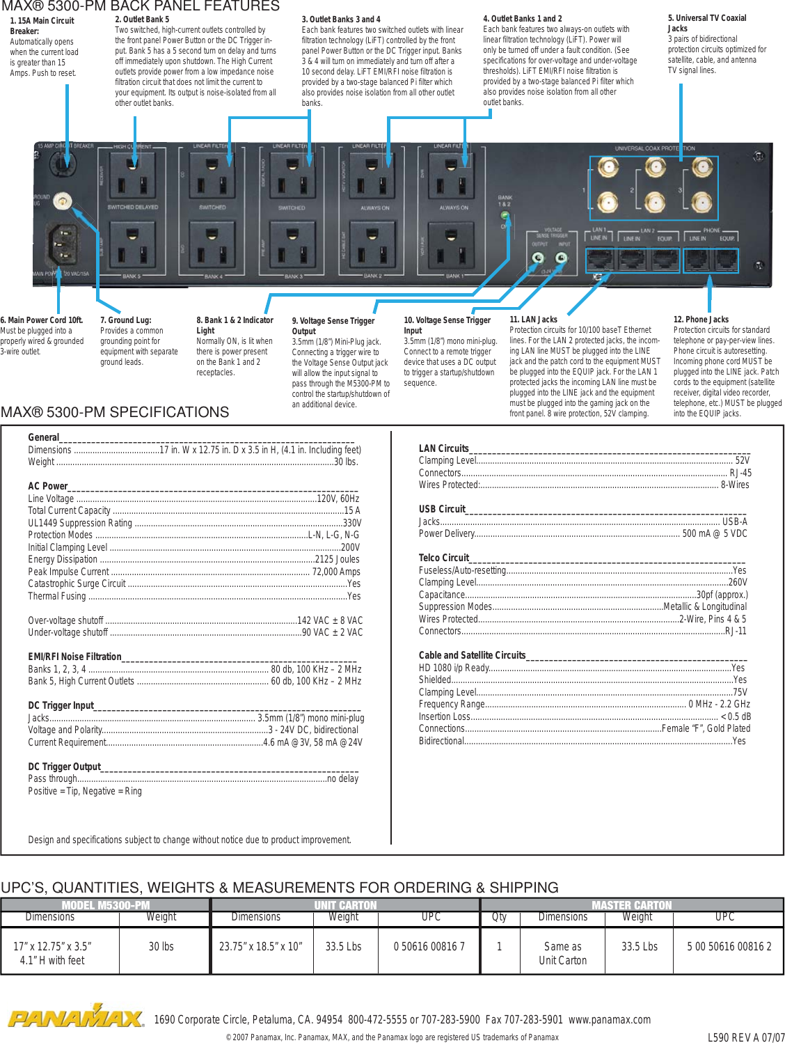 Page 2 of 2 - Panamax Panamax-Max-5300-Pm-Users-Manual- M5300_Datasheet_v2  Panamax-max-5300-pm-users-manual