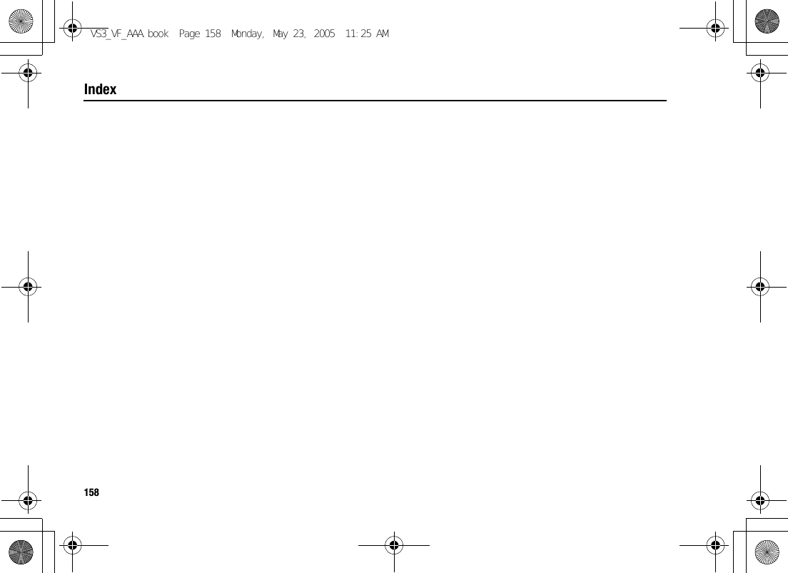 158IndexVS3_VF_AAA.book  Page 158  Monday, May 23, 2005  11:25 AM