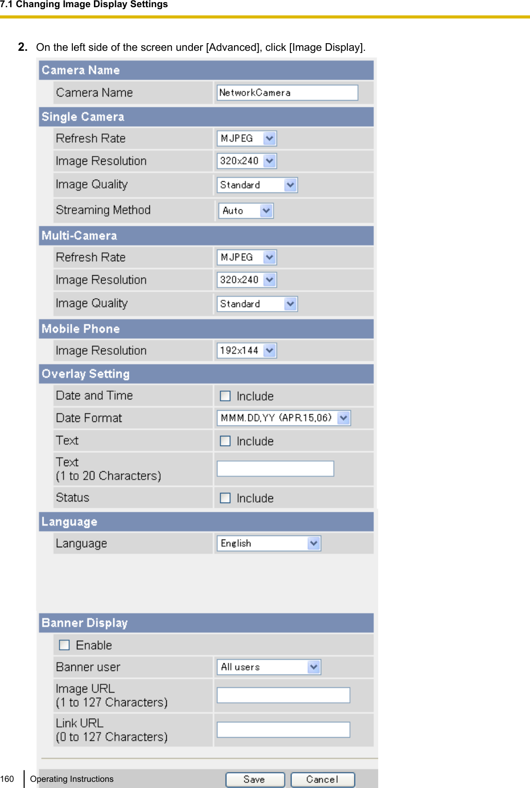 2. On the left side of the screen under [Advanced], click [Image Display].160 Operating Instructions7.1 Changing Image Display Settings