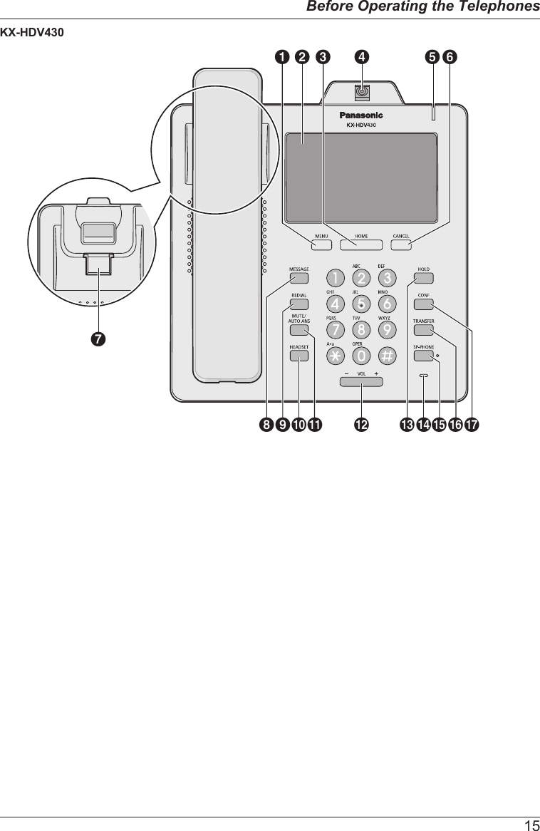 KX-HDV430MJK LI PO QB EA C D FGHN15Before Operating the Telephones