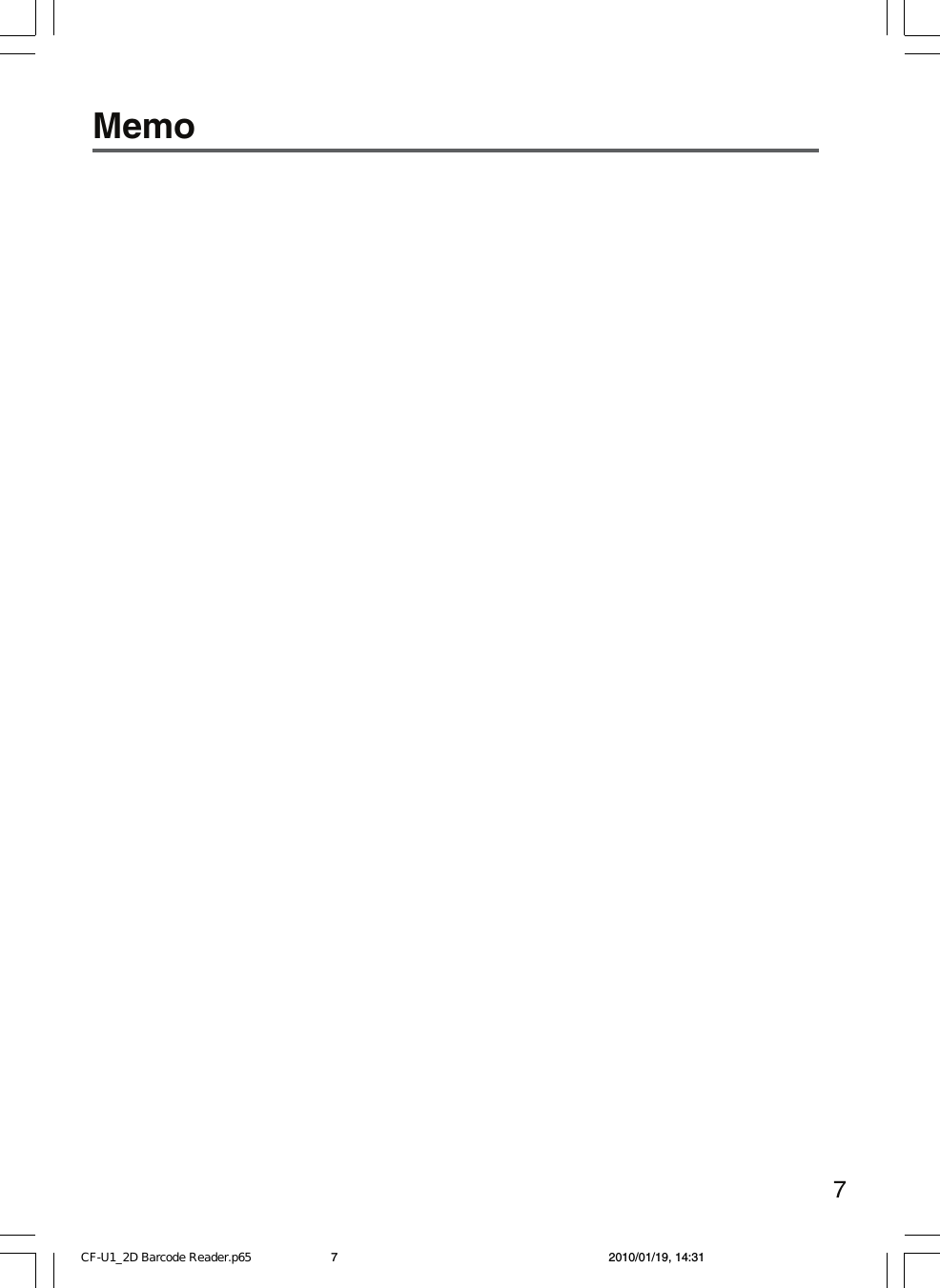 Page 7 of 8 - Panasonic CF-U1G/J/K Windows XP Pro / 7 (Apr 28‚ 2010) CF-U1_2D Barcode Reader.p65 User Manual : 2D List (English) U1mk2-si41d Bcr-dfqx5723za-xp7pro-nonlogo-M-p20100049