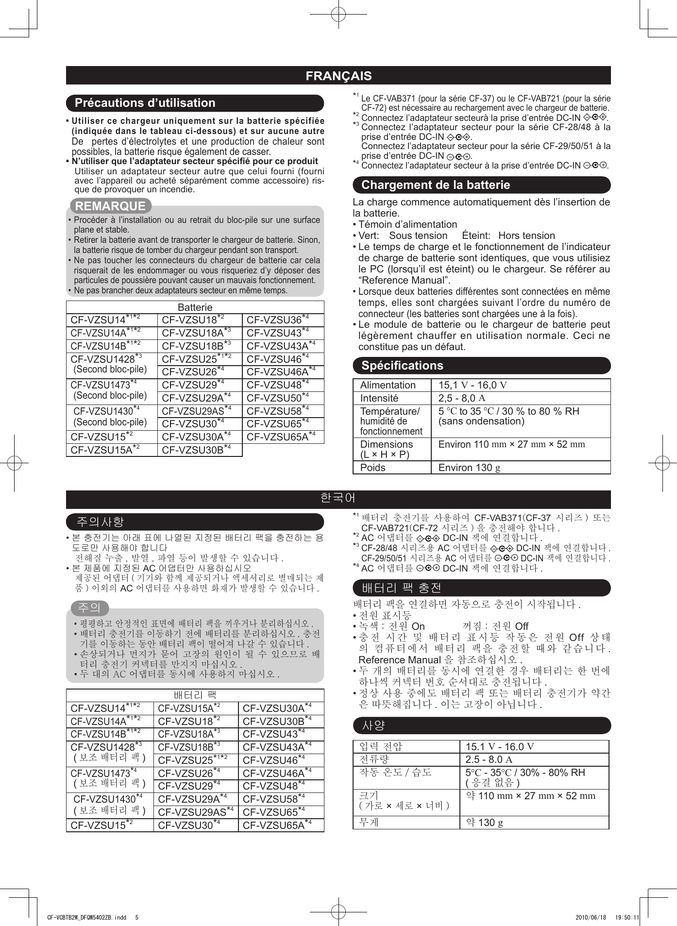 Page 4 of 8 - Panasonic CF-VCBxxx (Battery Charger) Operating Instructions User Manual : (English/ German/ French/ Korean/ Japanese) (Revision) Vcbtb2w-oi-dfqw5402ya-non-nonlogo-JMGFKO-p20110780