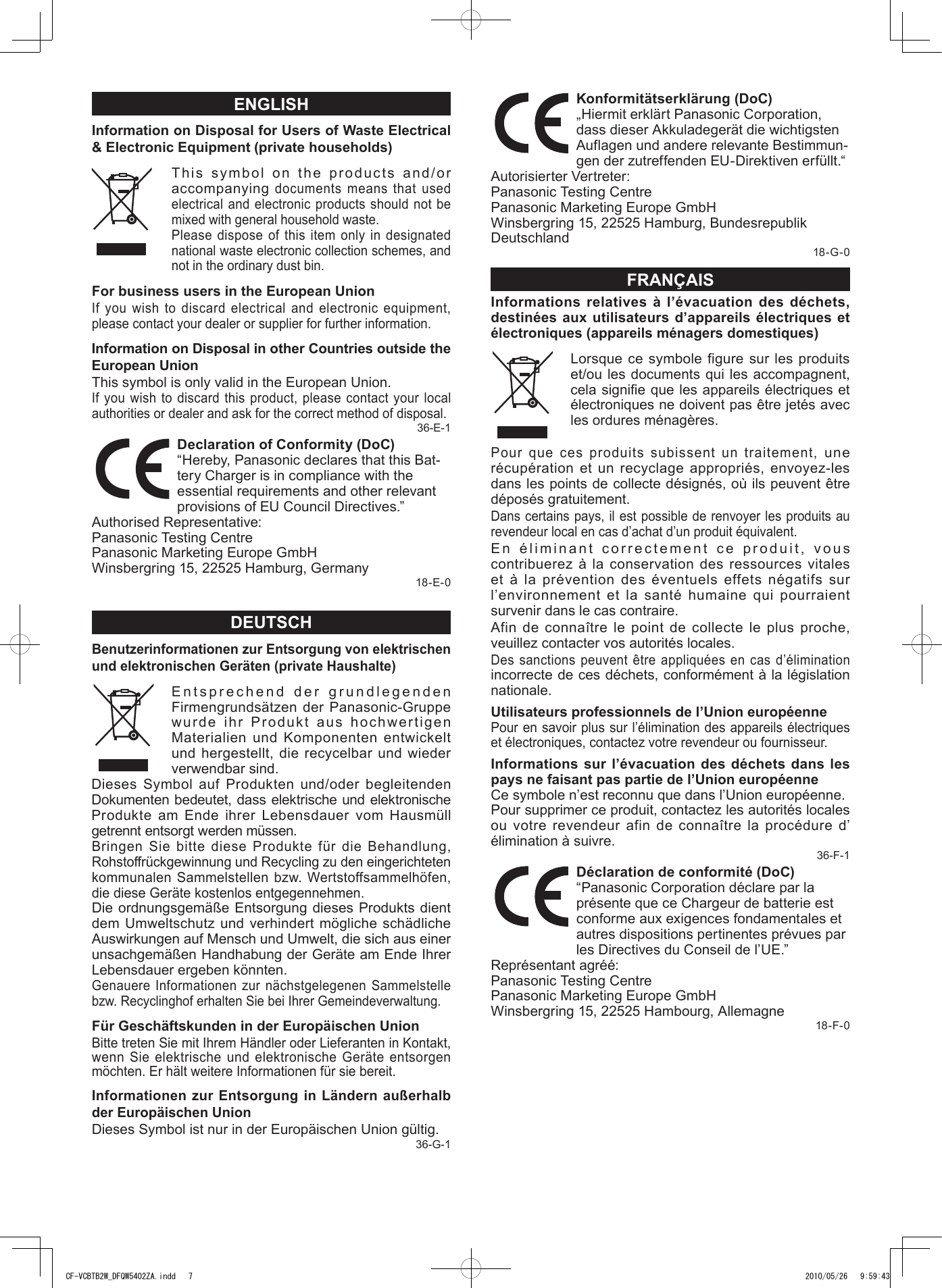 Page 6 of 8 - Panasonic CF-VCBxxx (Battery Charger) Operating Instructions User Manual : (English/ German/ French/ Korean/ Japanese) (Revision) Vcbtb2w-oi-dfqw5402ya-non-nonlogo-JMGFKO-p20110780