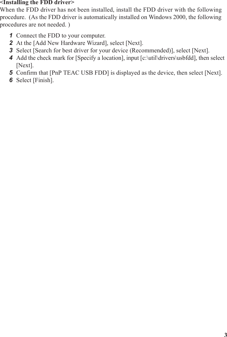 Page 3 of 8 - Panasonic CF-VFDxxx (External FDD) OPERATING INSTRUCTIONS User Manual : (English/German/French)(Revision) VFDU03 EGF OI ZB