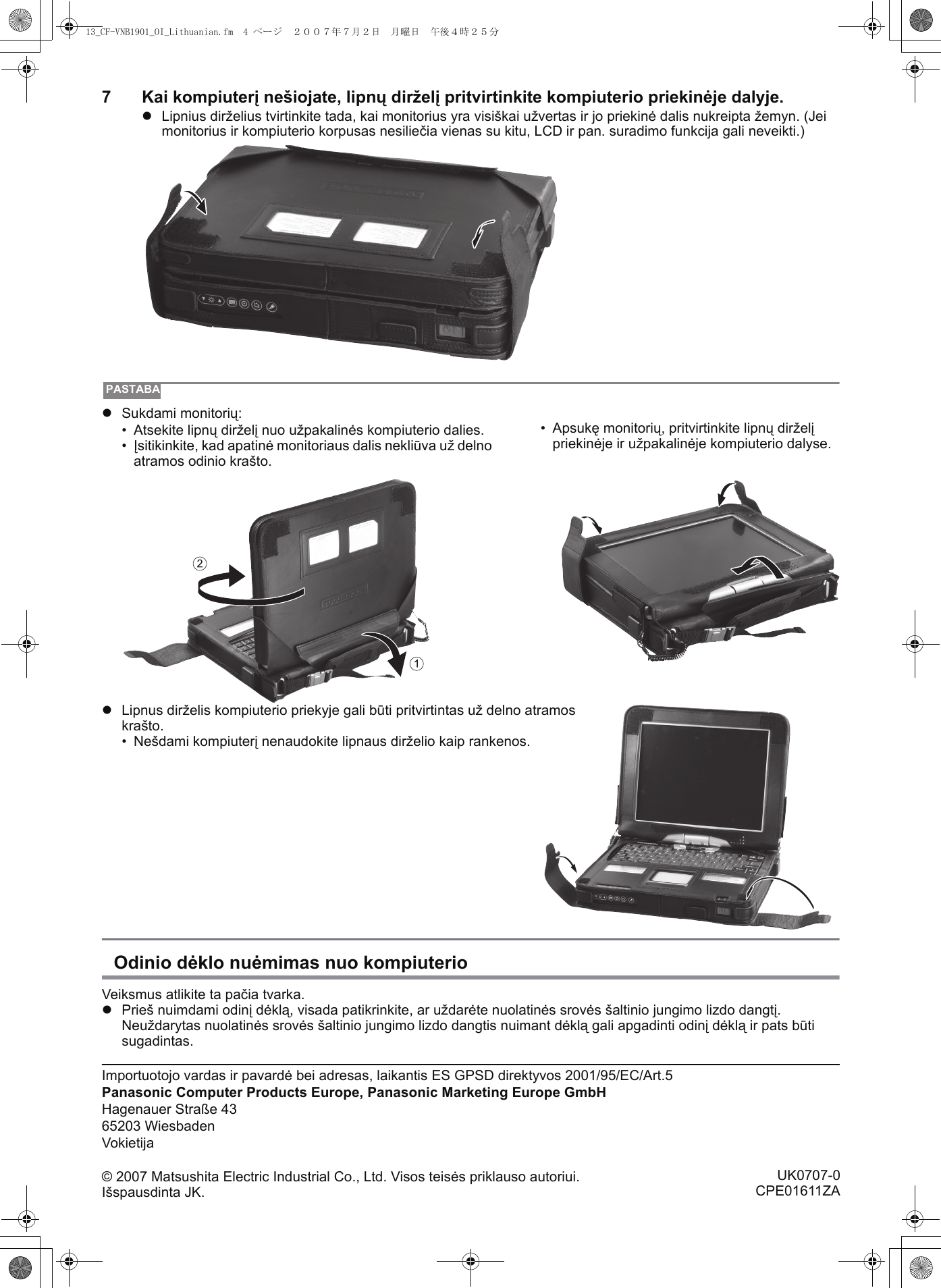 Page 4 of 4 - Panasonic CF-VNBxxxx (Leather Case) NAUDOJIMO INSTRUKCIJOS User Manual : Operating Instructions (Lithuanian) VNB1901-oi-cpe01611za-non-nonlogo-LT-p20070494