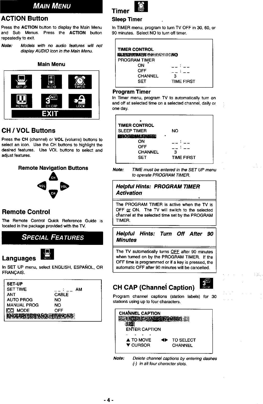 Page 4 of 8 - Panasonic CT-13R30A User Manual COLOR TELEVISION - Manuals And Guides L9050372