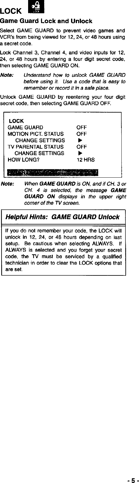 Page 5 of 8 - Panasonic CT-13R30A User Manual COLOR TELEVISION - Manuals And Guides L9050372