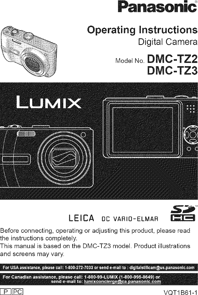 Panasonic DMC TZ3 User Manual DIGITAL CAMERA Manuals And Guides L0704178