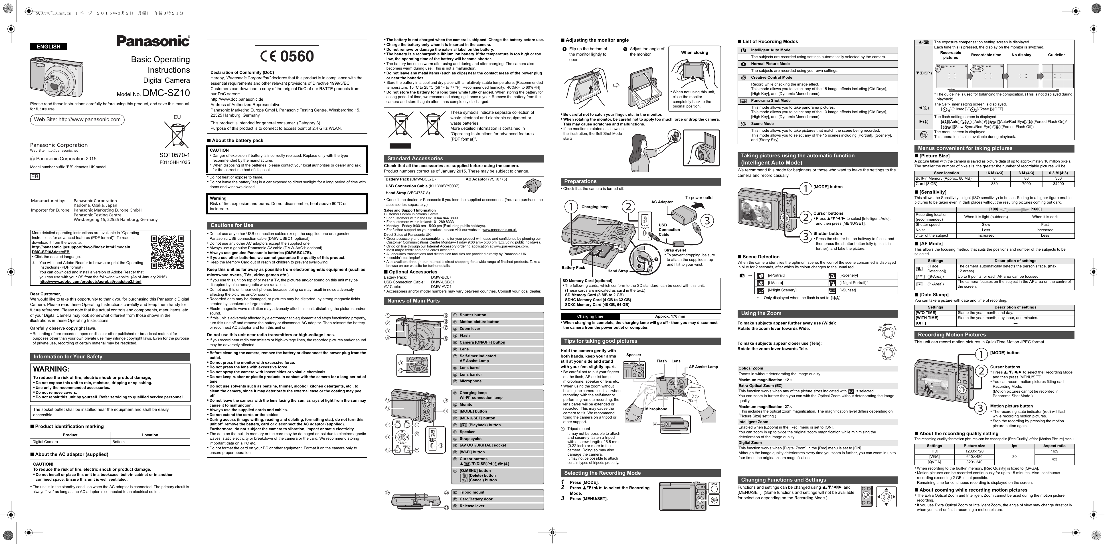 Page 1 of 2 - Panasonic Panasonic-Dmc-Sz10-Operating-Instructions-  Panasonic-dmc-sz10-operating-instructions