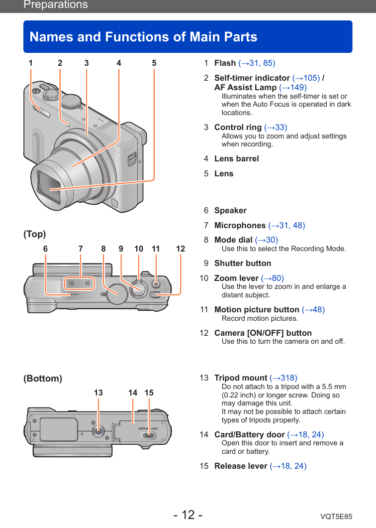 Panasonic Dmc Tz60 For Advanced Features Operating Instructions Tz60 Dmc Tz61