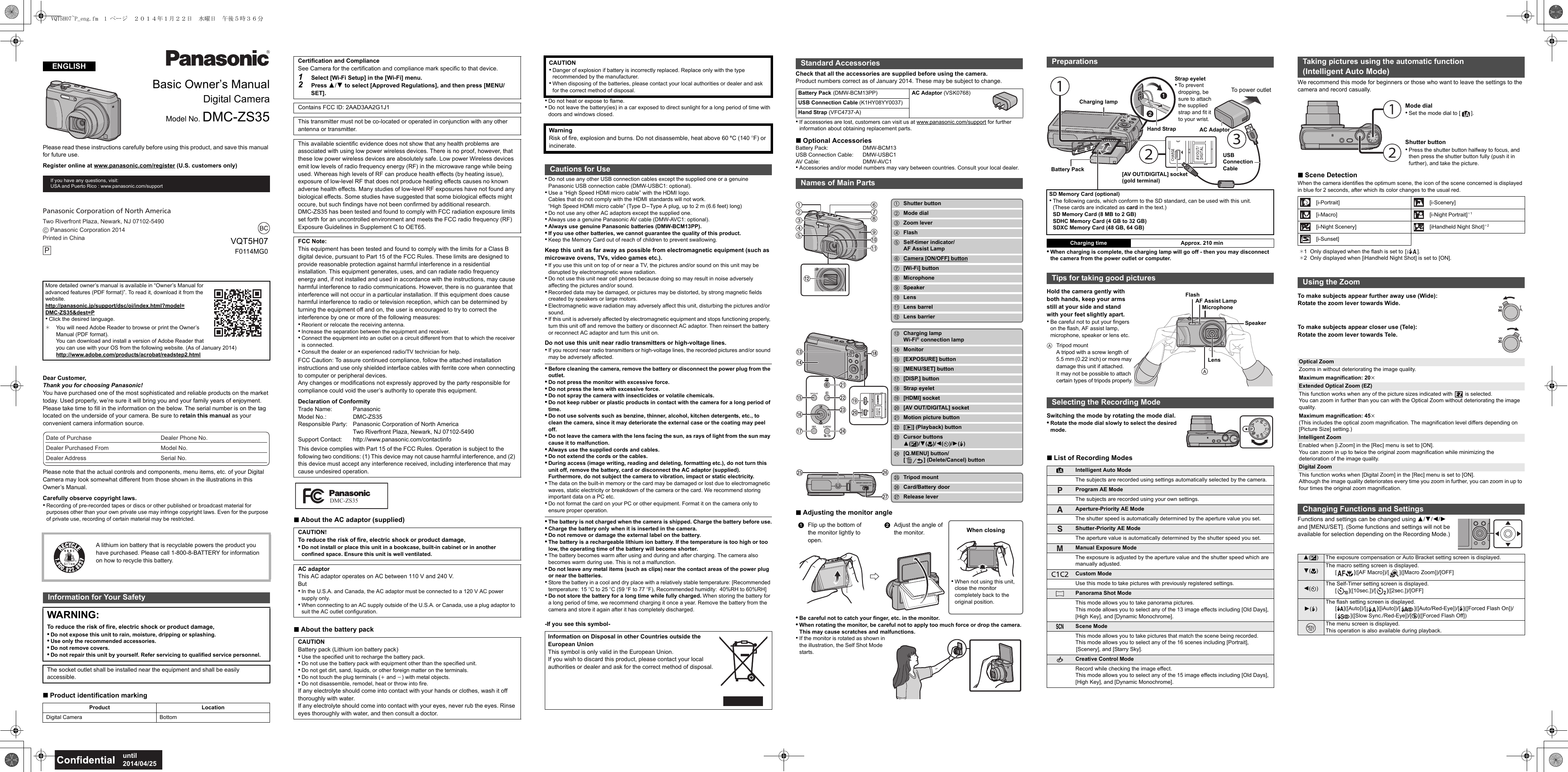 Page 2 of 6 - Panasonic Panasonic-Dmc-Zs35-Owners-Manual-  Panasonic-dmc-zs35-owners-manual