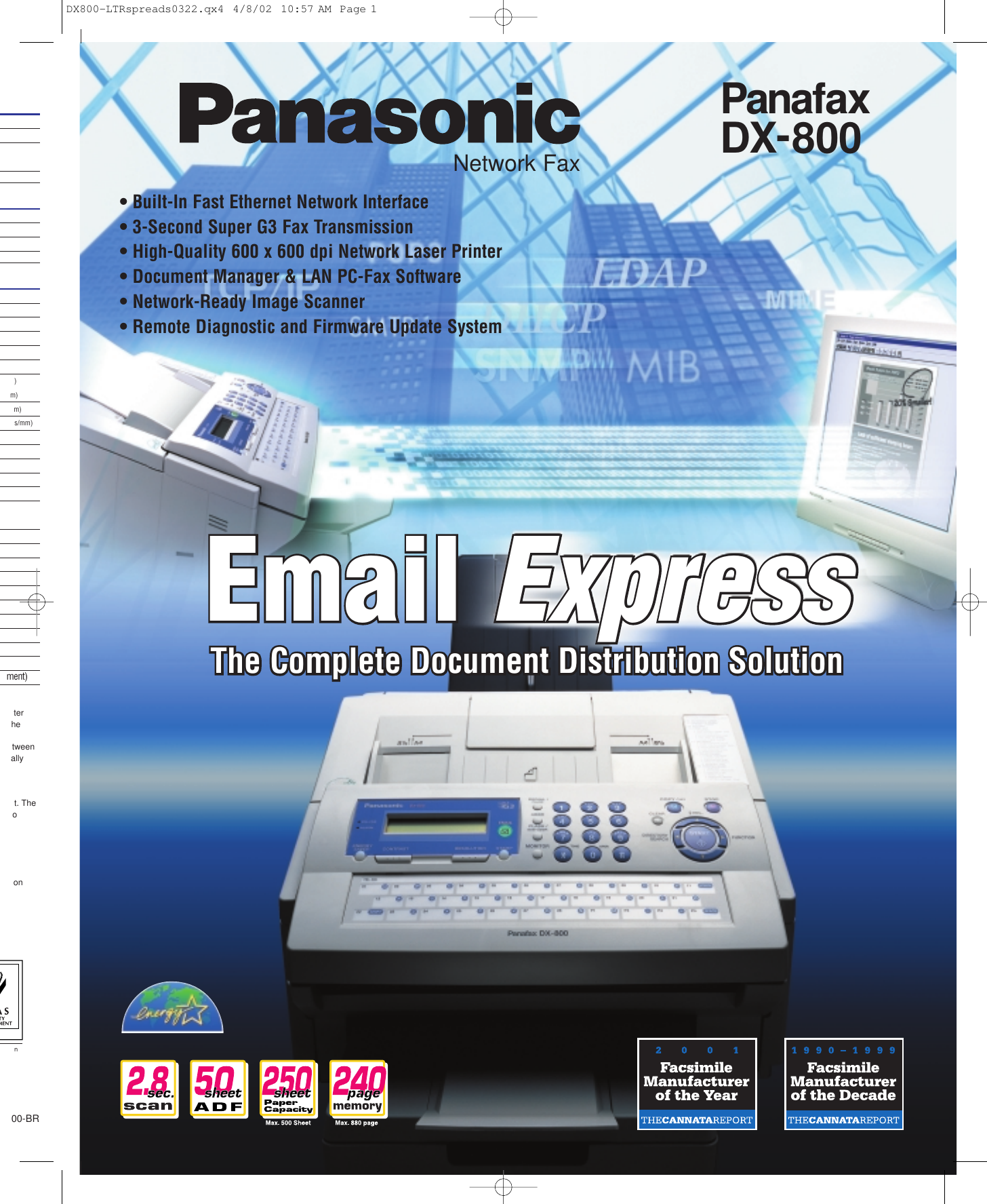 Page 1 of 6 - Panasonic Panasonic-Dx-800-Specification-Sheet-  Panasonic-dx-800-specification-sheet