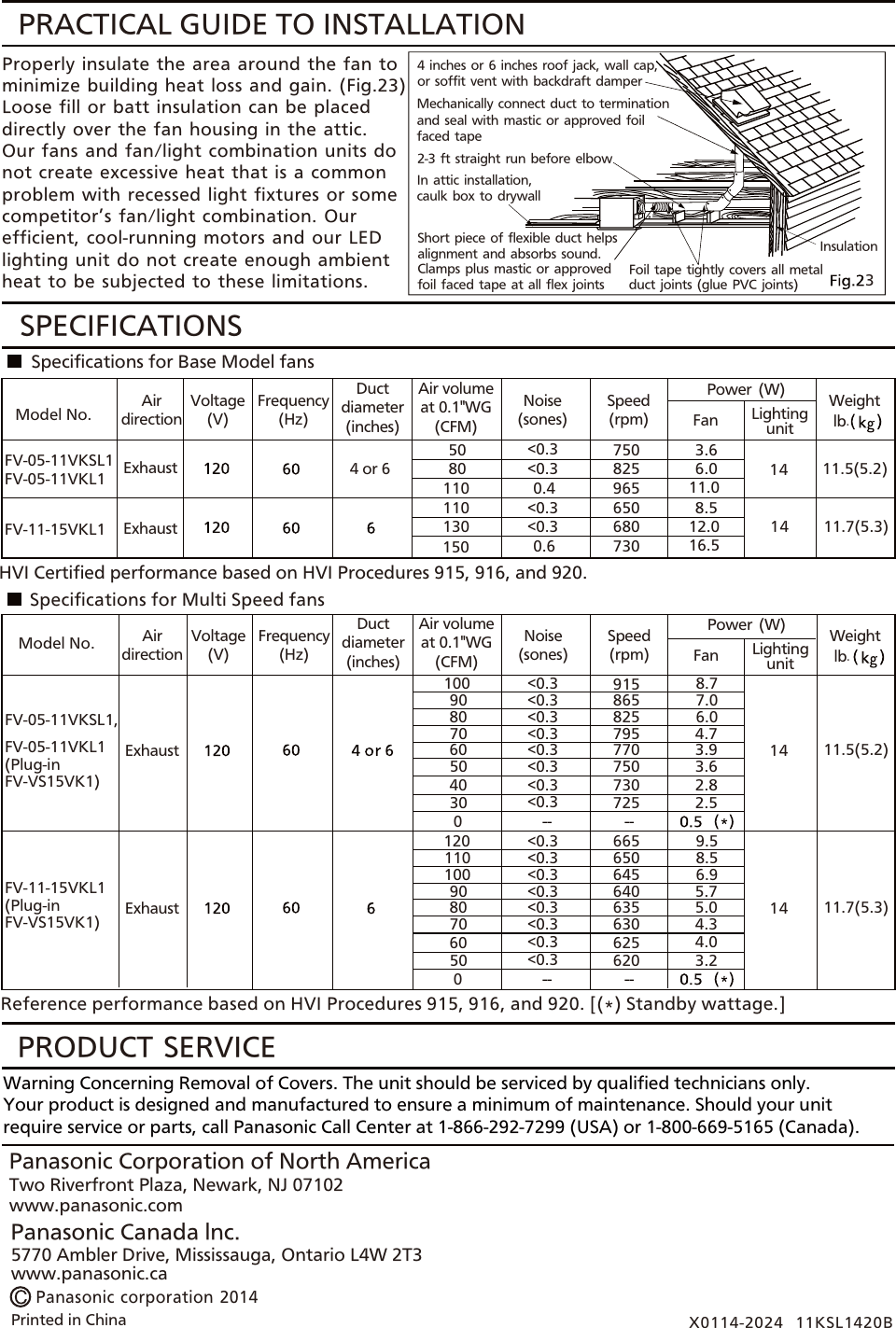 Page 12 of 12 - Panasonic Panasonic-Fv-05-11Vkl1-Installation-Manual- 05-11VKSL1 (English)  Panasonic-fv-05-11vkl1-installation-manual