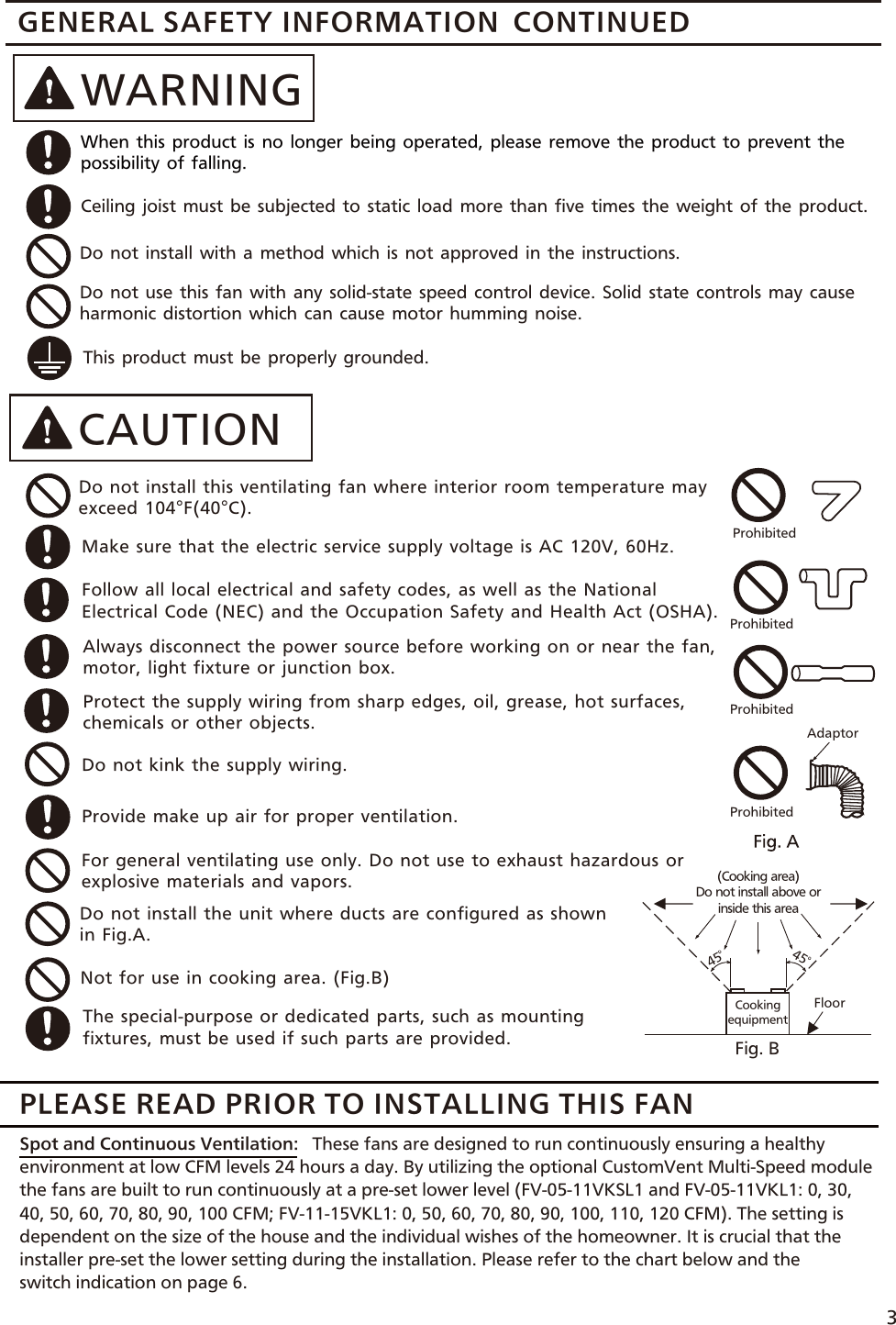 Page 3 of 12 - Panasonic Panasonic-Fv-05-11Vkl1-Installation-Manual- 05-11VKSL1 (English)  Panasonic-fv-05-11vkl1-installation-manual