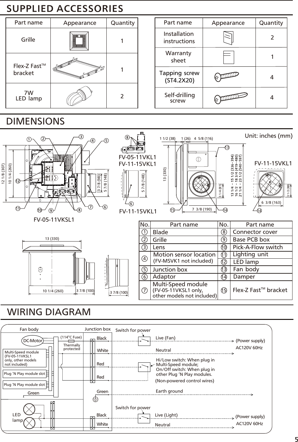 Page 5 of 12 - Panasonic Panasonic-Fv-05-11Vkl1-Installation-Manual- 05-11VKSL1 (English)  Panasonic-fv-05-11vkl1-installation-manual