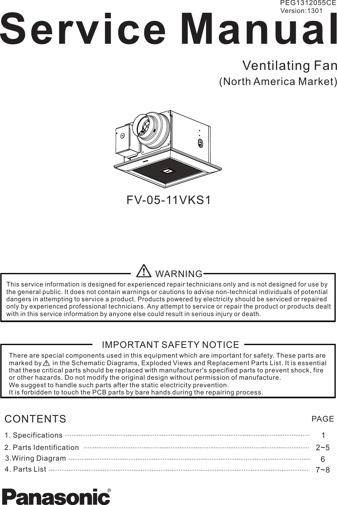 Page 1 of 9 - Panasonic Panasonic-Fv-05-11Vks1-Service-Manual- FV-05-11VKS1  Panasonic-fv-05-11vks1-service-manual