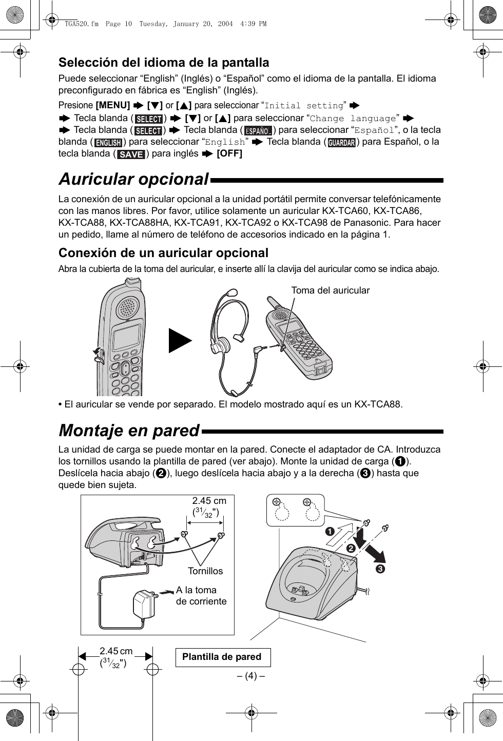 Page 10 of 12 - Panasonic Panasonic-Kx-Tga520M-Owner-S-Manual TGA520