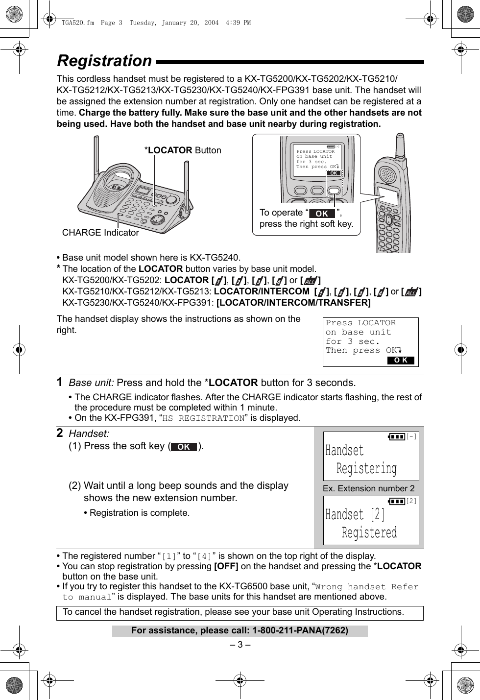 Page 3 of 12 - Panasonic Panasonic-Kx-Tga520M-Owner-S-Manual TGA520