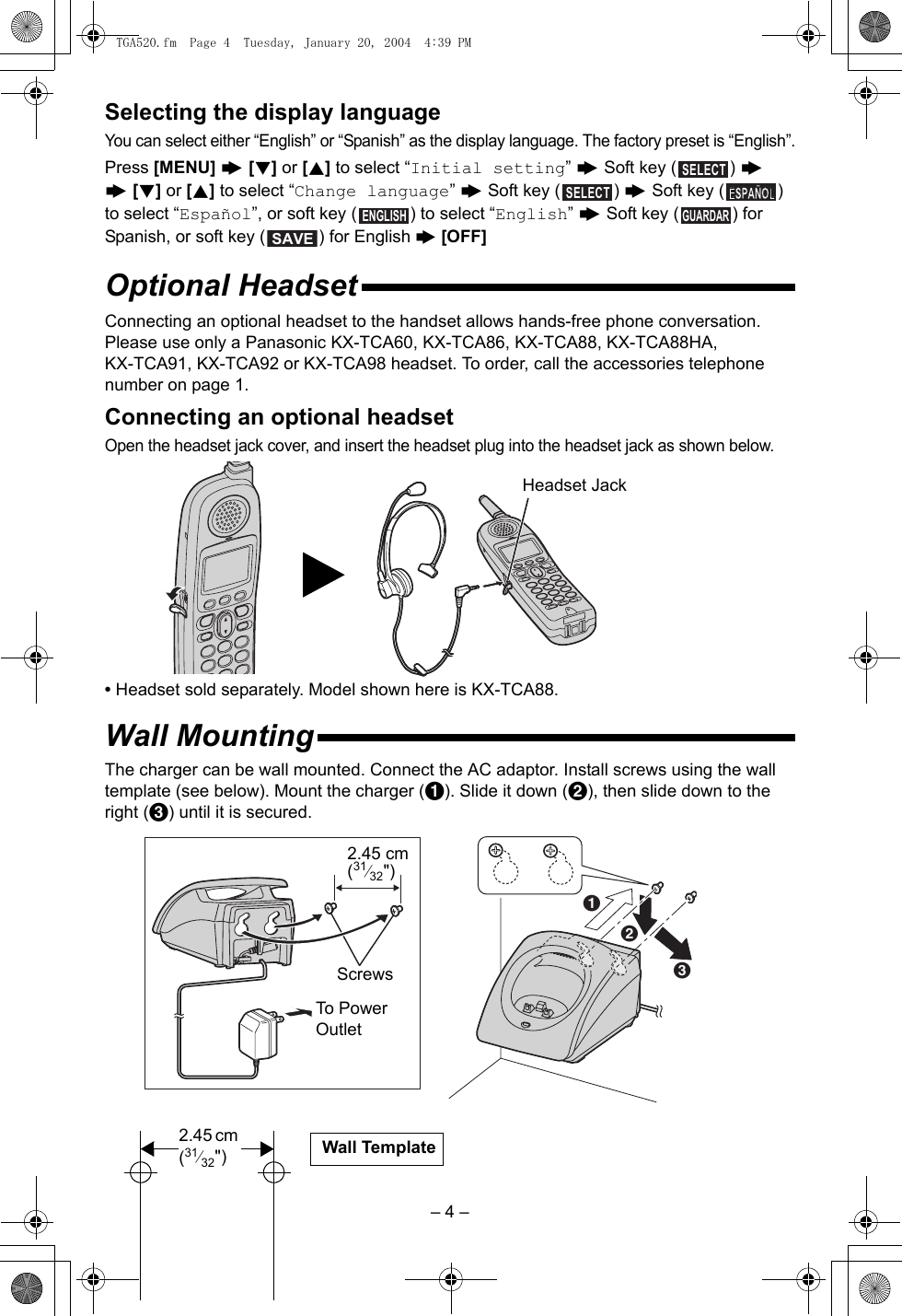 Page 4 of 12 - Panasonic Panasonic-Kx-Tga520M-Owner-S-Manual TGA520