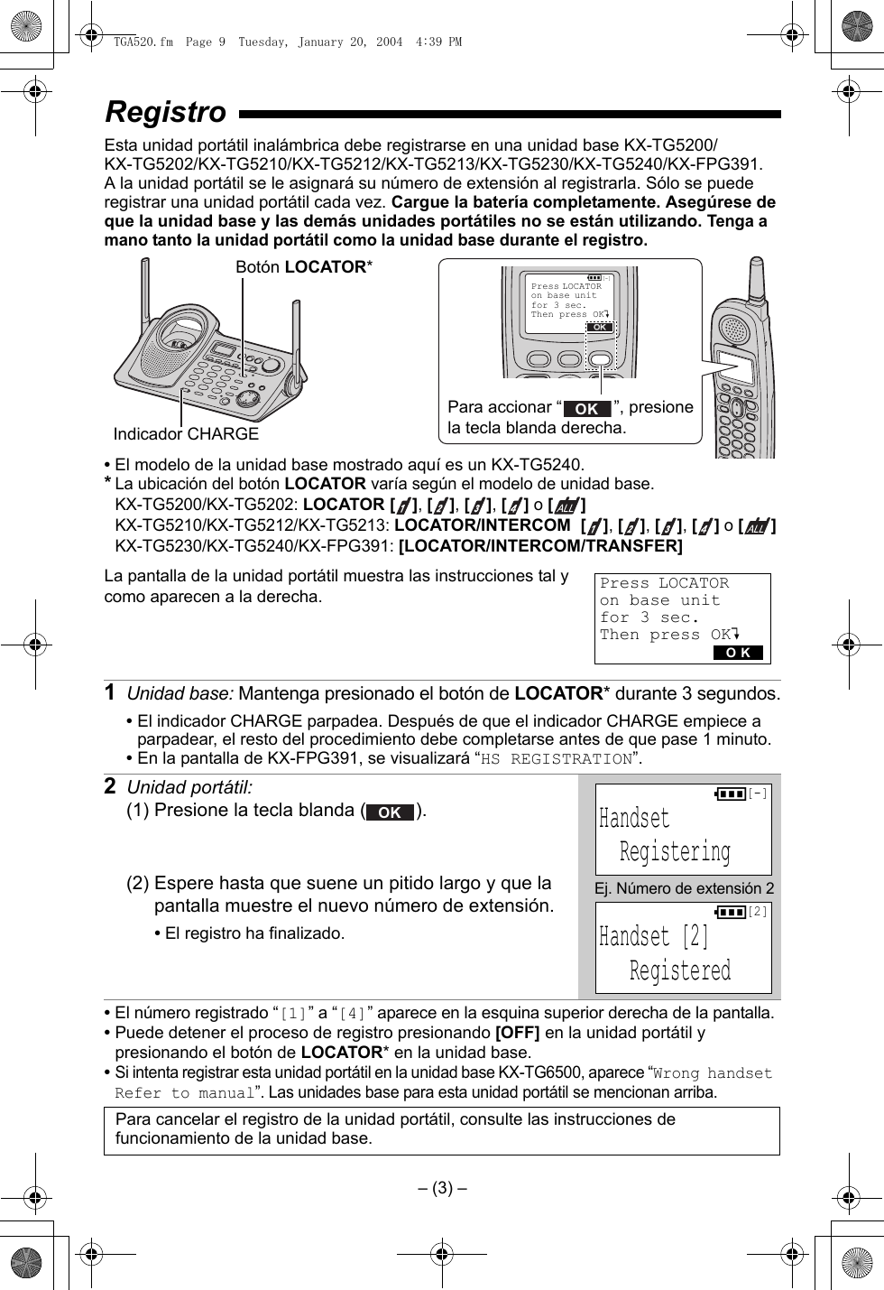 Page 9 of 12 - Panasonic Panasonic-Kx-Tga520M-Owner-S-Manual TGA520