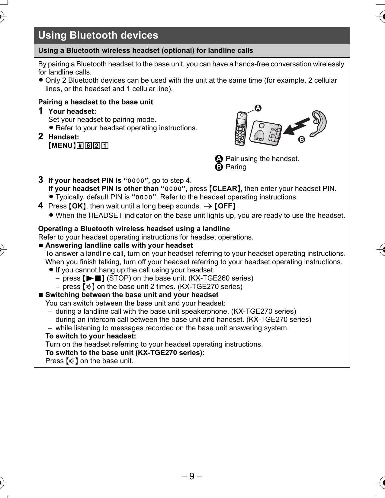 Page 9 of 10 - Panasonic Panasonic-Kx-Tge260-Quick-Start-Guide- ManualsLib - Makes It Easy To Find Manuals Online!  Panasonic-kx-tge260-quick-start-guide