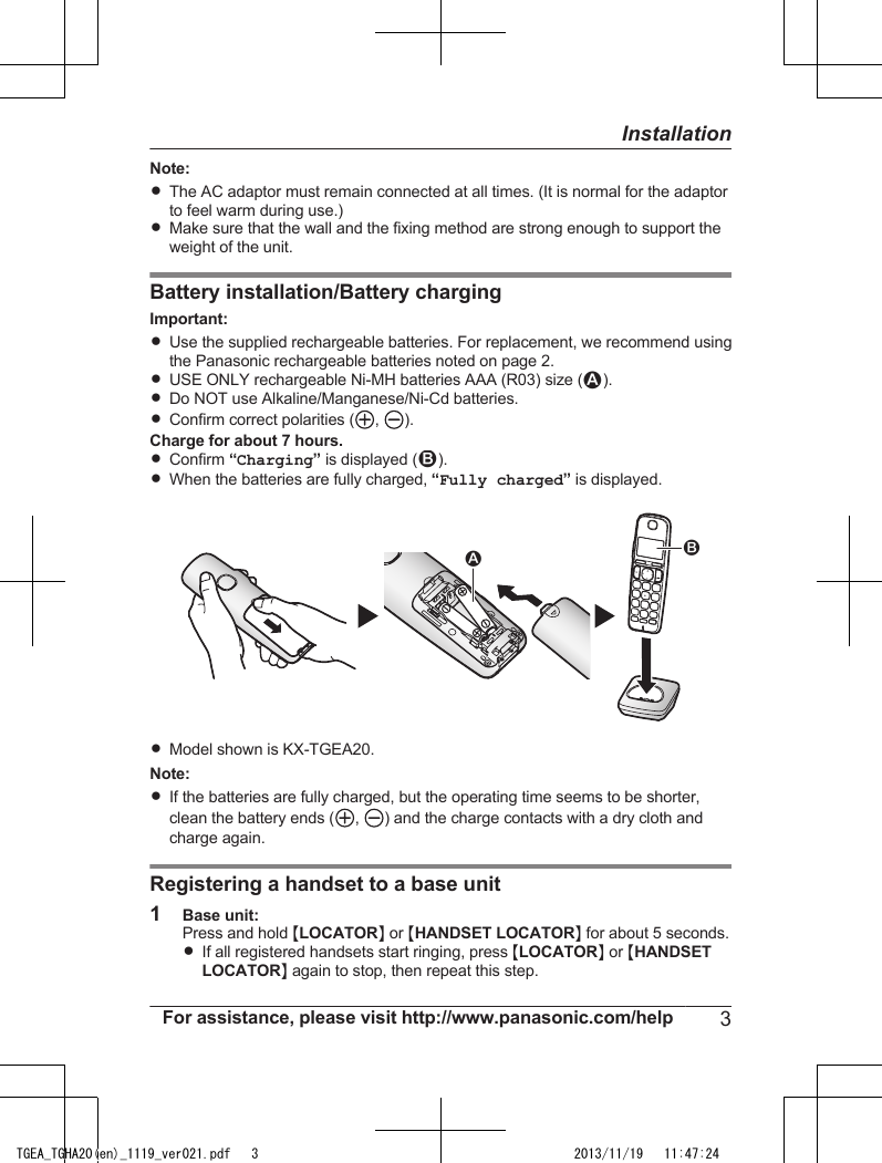 panasonic-model-kx-tgea20-user-manual