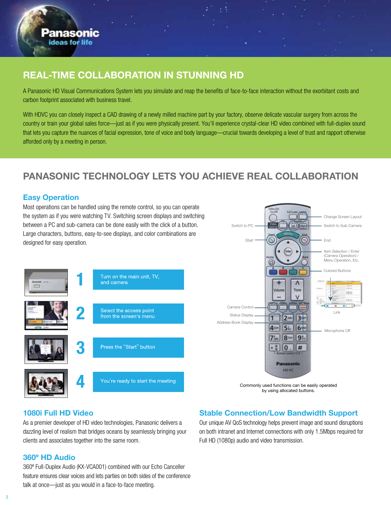 Page 2 of 6 - Panasonic Panasonic-Kx-Vc300-Specification-Sheet-  Panasonic-kx-vc300-specification-sheet